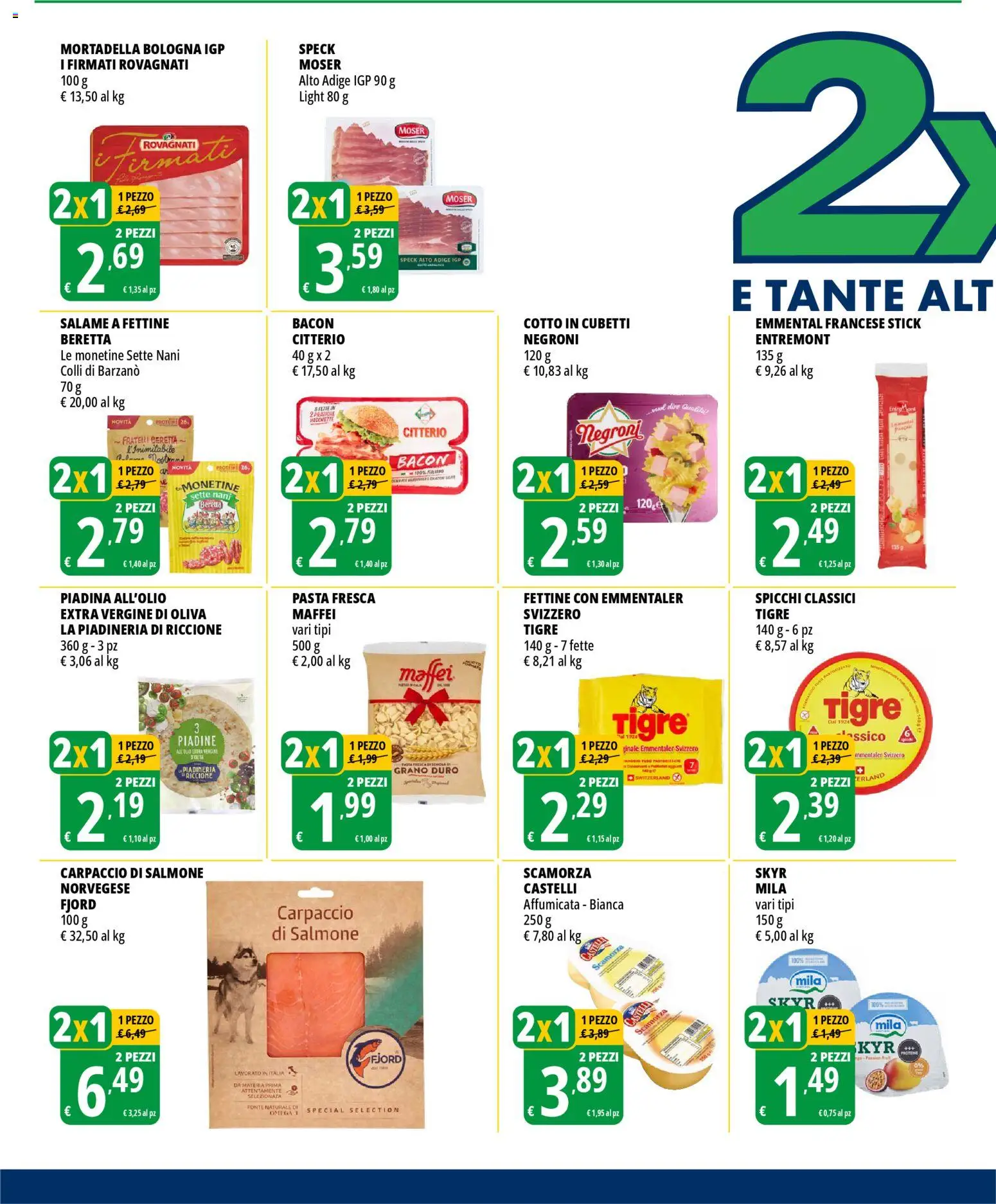 Volantino Tigros del 11.02.2026 | Pagina: 2 | Prodotti: Speck, Salmone, Mortadella, Emmental
