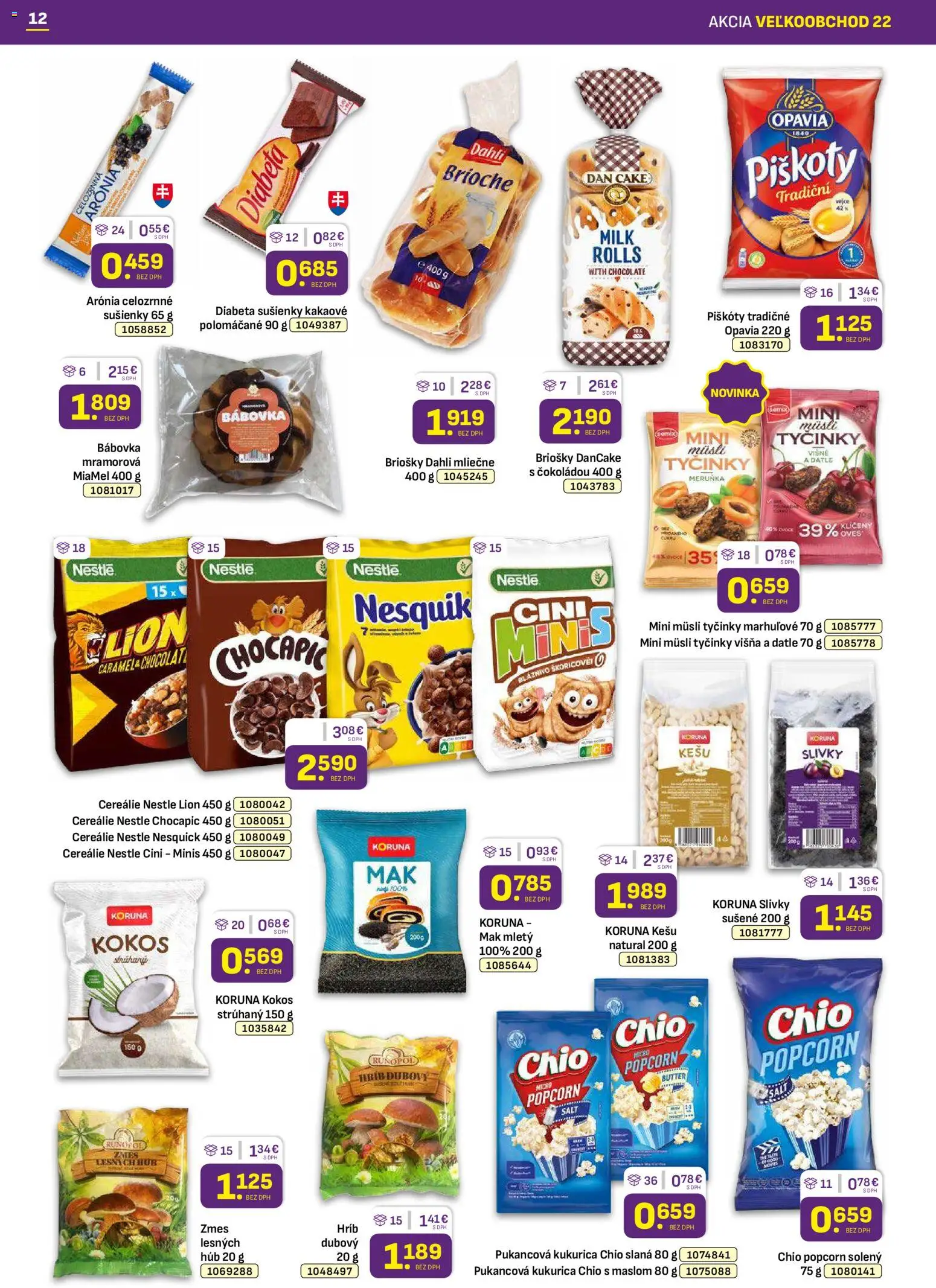 Nové Libex akcie – leták je platný od 03.11.2025 | Strana: 12 | Produkty: Chocapic, Cini Minis, Višne, Mak