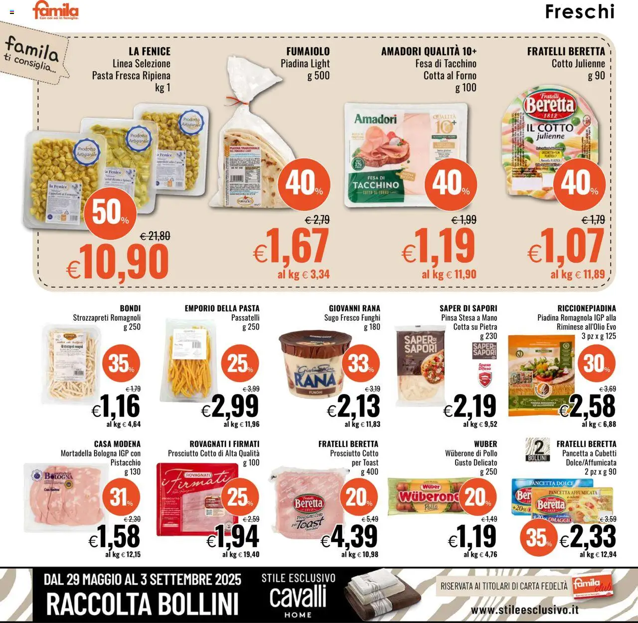Volantino Famila del 21.08.2025 | Pagina: 8 | Prodotti: Prosciutto Cotto, Pancetta, Forno, Sugo