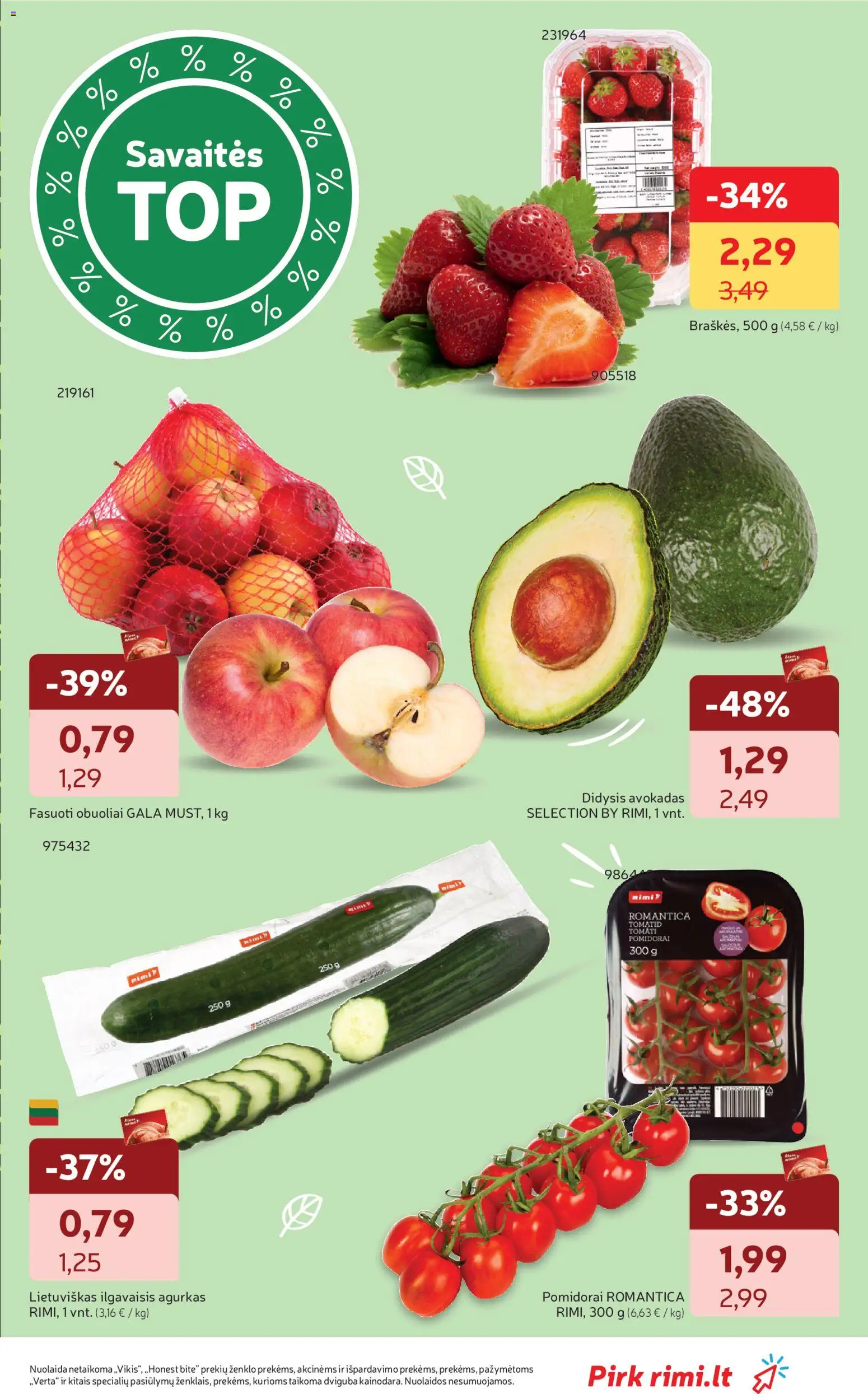 Rimi akcijos nuo 28.04.2026 | Puslapis: 5 | Prekių: Agurkas, Obuoliai, Pomidorai