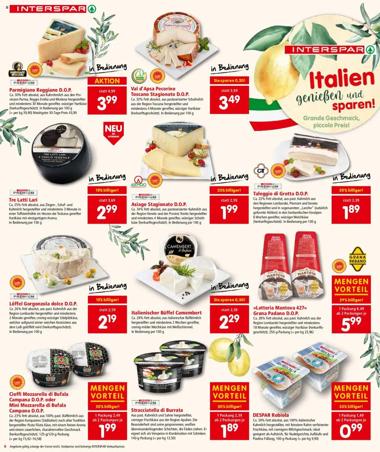 Interspar Flugblatt - Vorarlberg gültig ab 25.09.2025 | Seite: 8 | Produkte: Pasta, Sahne, Käse