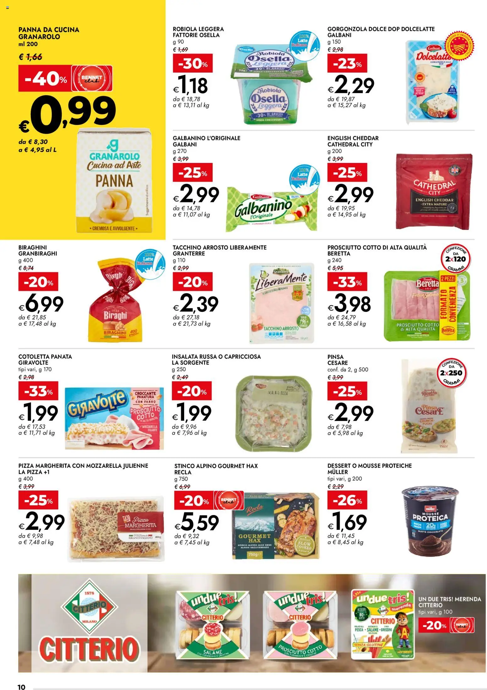 Volantino bennet del 15.01.2026 | Pagina: 10 | Prodotti: Salame, Panna, Grissini, Insalata russa