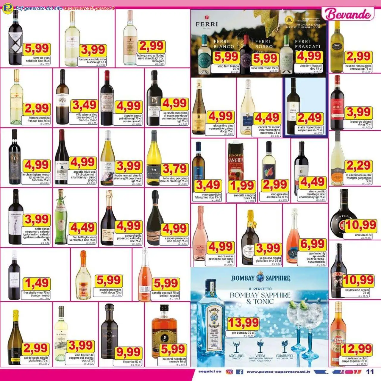 Volantino Pewex del 06.08.2025 | Pagina: 11 | Prodotti: Gin, Prosecco, Lime, Pecorino