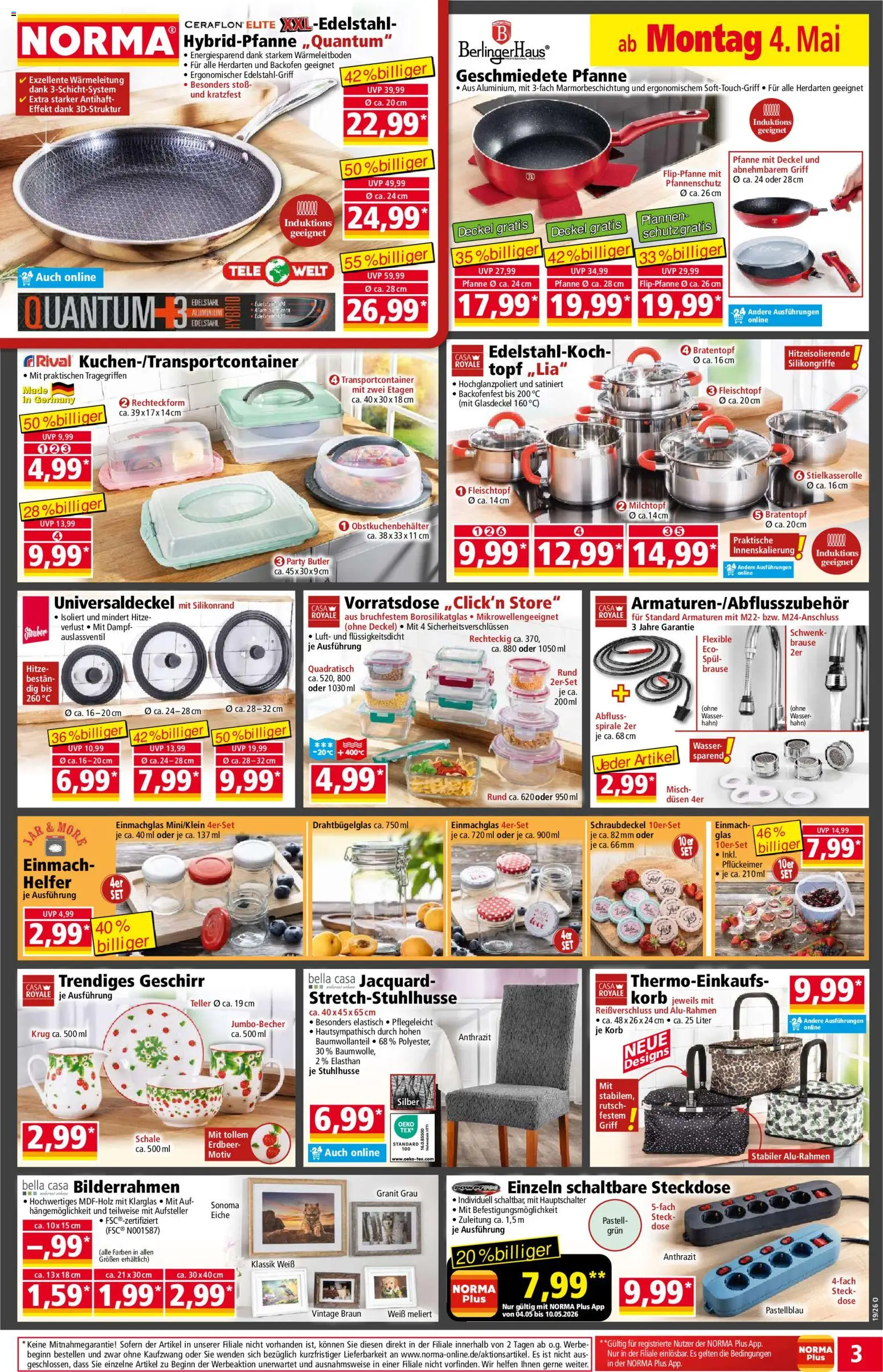 Norma Prospekt 	 – gültig ab 04.05.2026 | Seite: 3 | Produkte: Steckdose, Korb, Backofen, Bilderrahmen