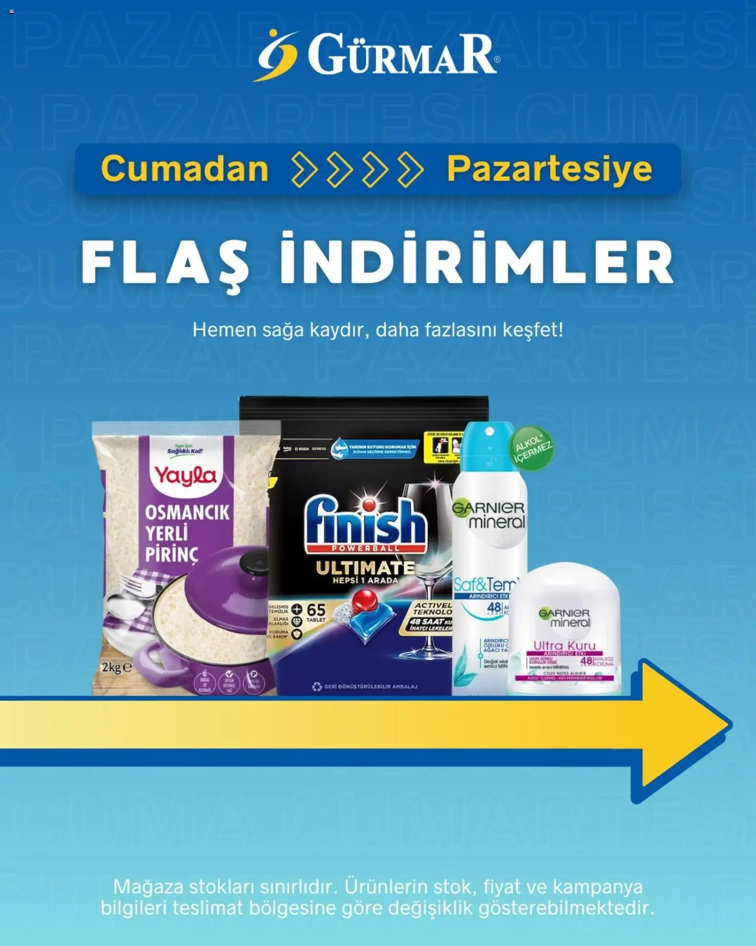 Gürmar Cumadan Pazartesiye - 30.01.2026 tarihinden itibaren geçerlidir | Sayfa: 1 | Ürünler: Pirinç, Saat, Tablet