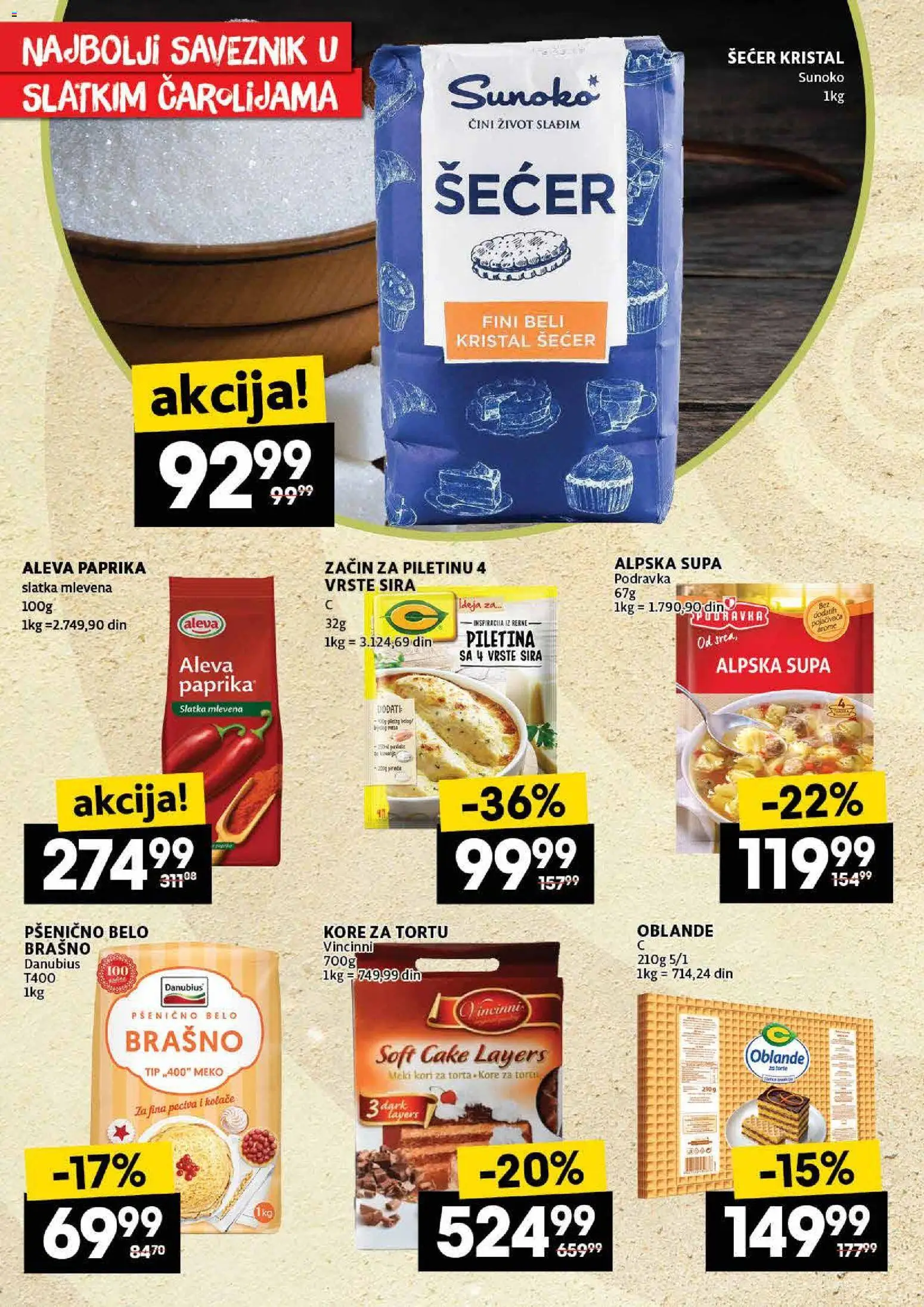 Idea katalog - važi od 13.11.2025 | Strana: 16 | Proizvode: Šećer, Brašno, Kore za tortu, Piletina