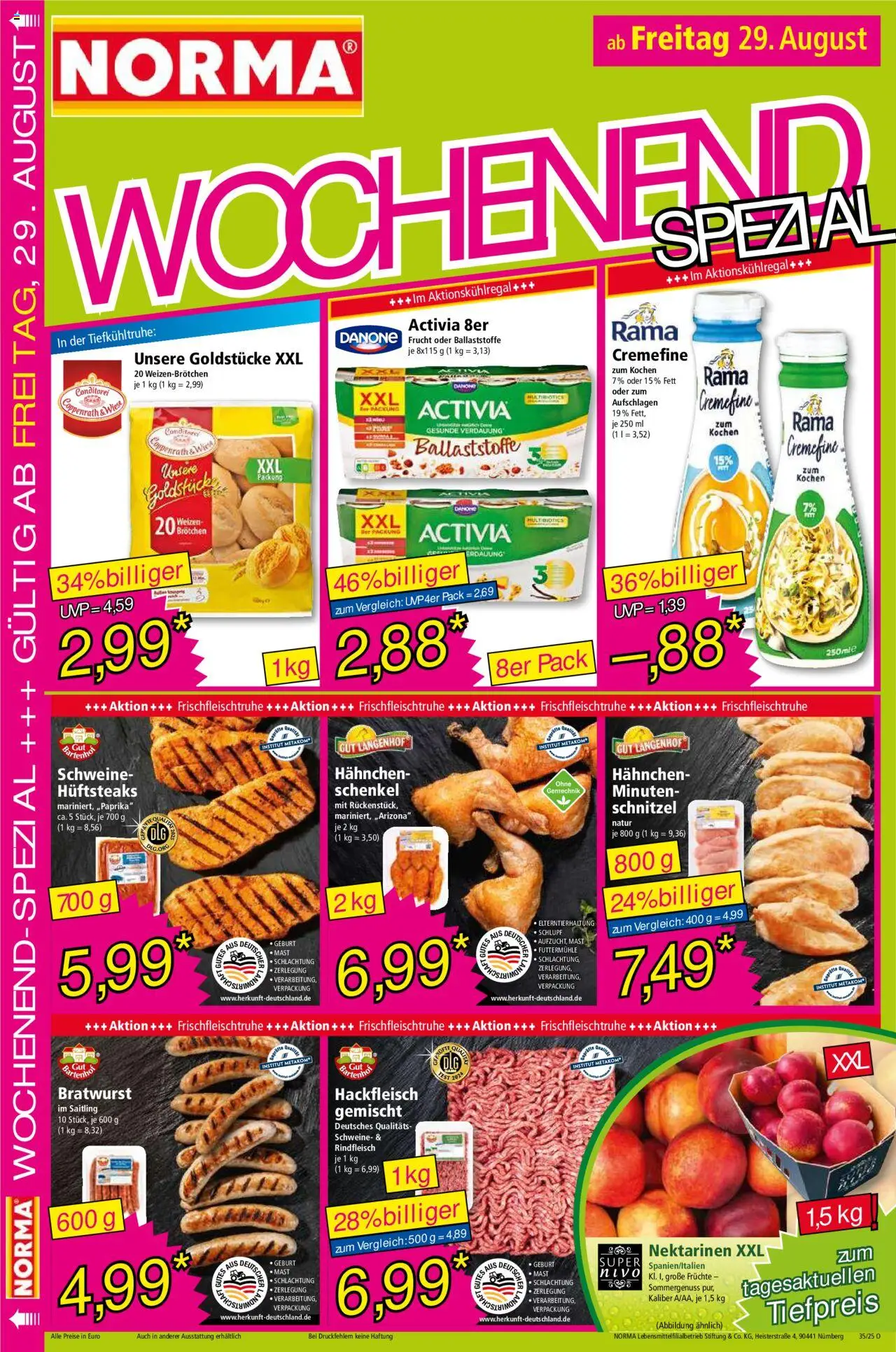Norma Prospekt 	 - gültig ab dem 25.08.2025 | Seite: 16 | Produkte: Activia, Rama, Nektarinen, Hackfleisch