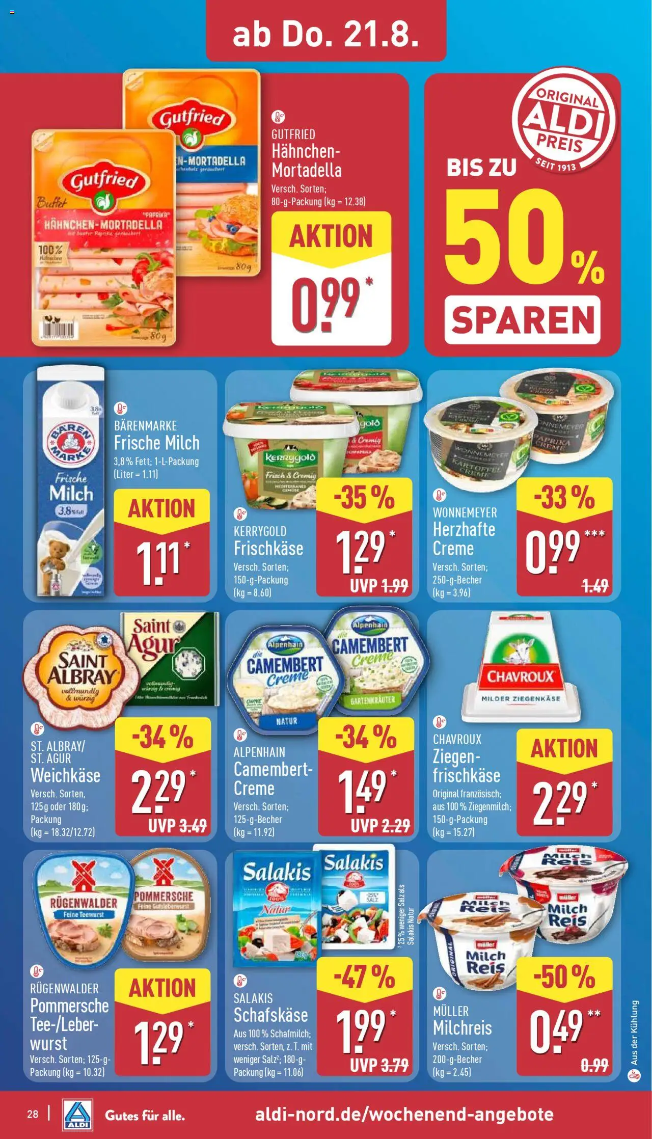 Aldi Prospekt 	 - gültig ab dem 18.08.2025 | Seite: 28 | Produkte: Gemüse, Salz, Reis, Frischkase