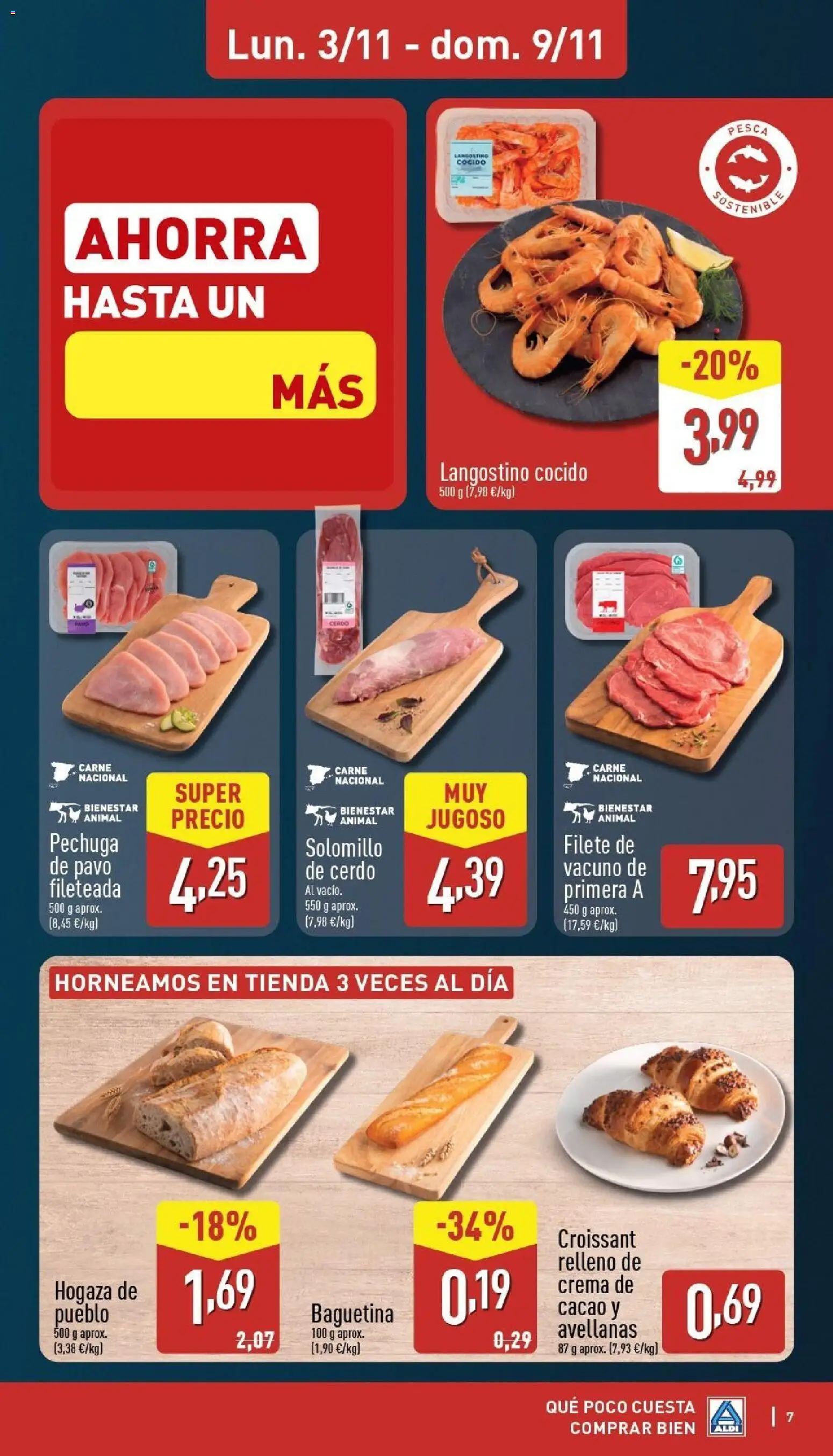 Aldi folleto Baleares │ válido desde el 03.11.2025 | Página: 7 | Productos: Λουκανικοπιτάκια, Cerdo, Crema de cacao, Langostino