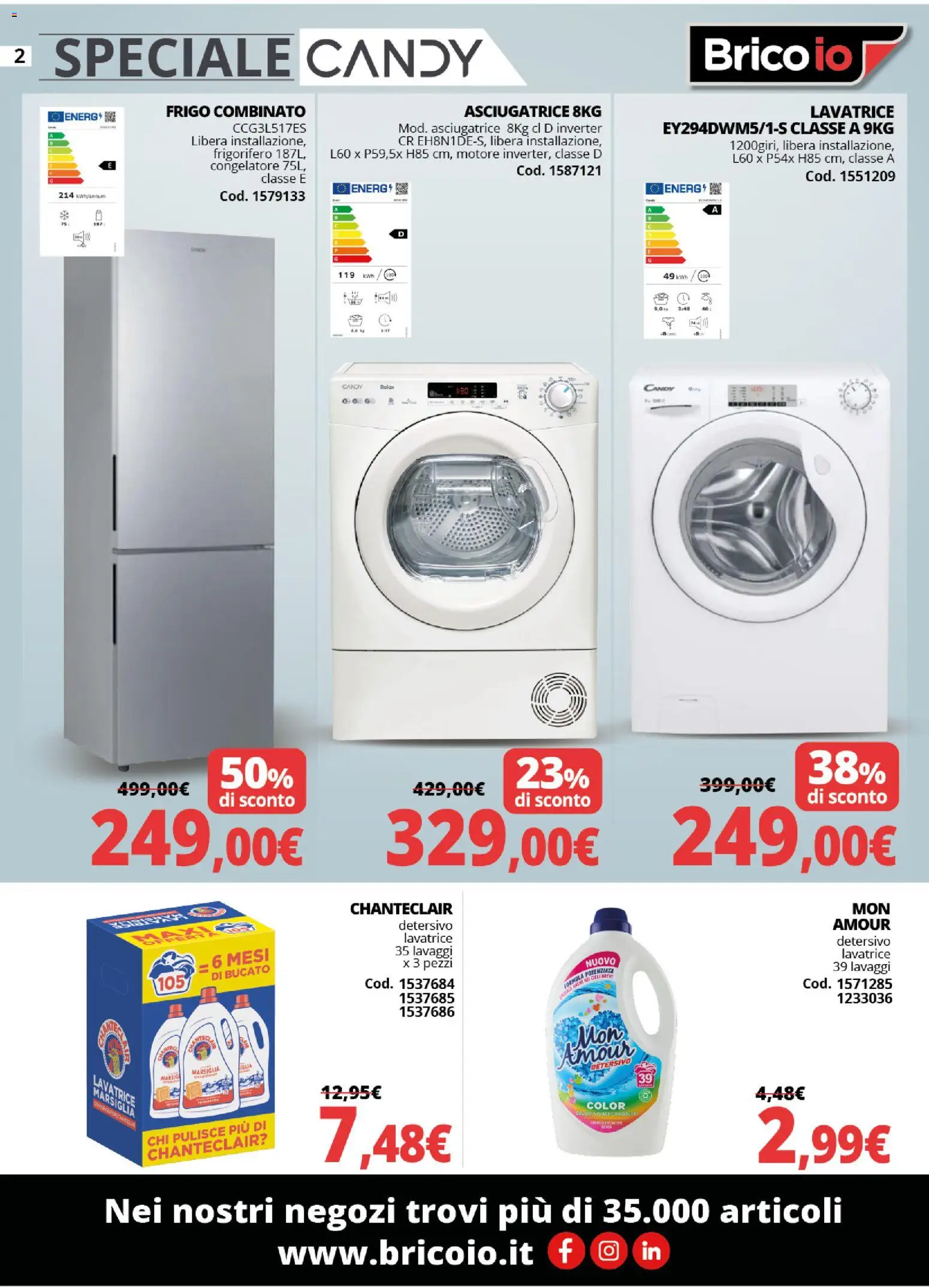 Volantino Brico io del 15.01.2026 | Pagina: 2 | Prodotti: Lavatrice, Asciugatrice, Frigorifero, Congelatore