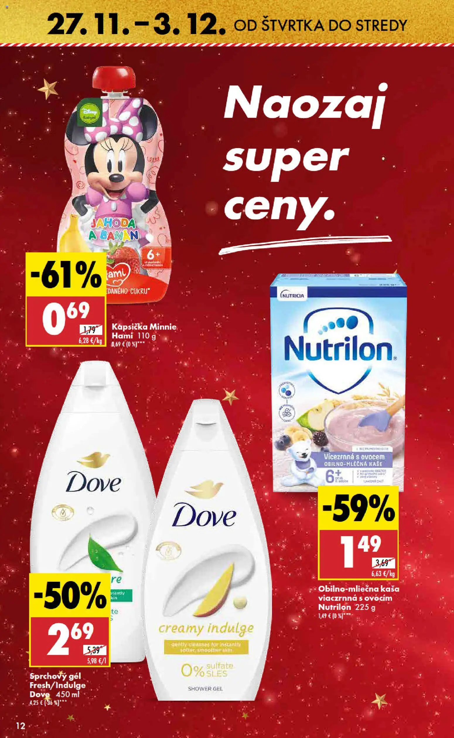 Nové Biedronka akcie – leták je platný od 27.11.2025 | Strana: 12 | Produkty: Nutrilon, Sprchový gél