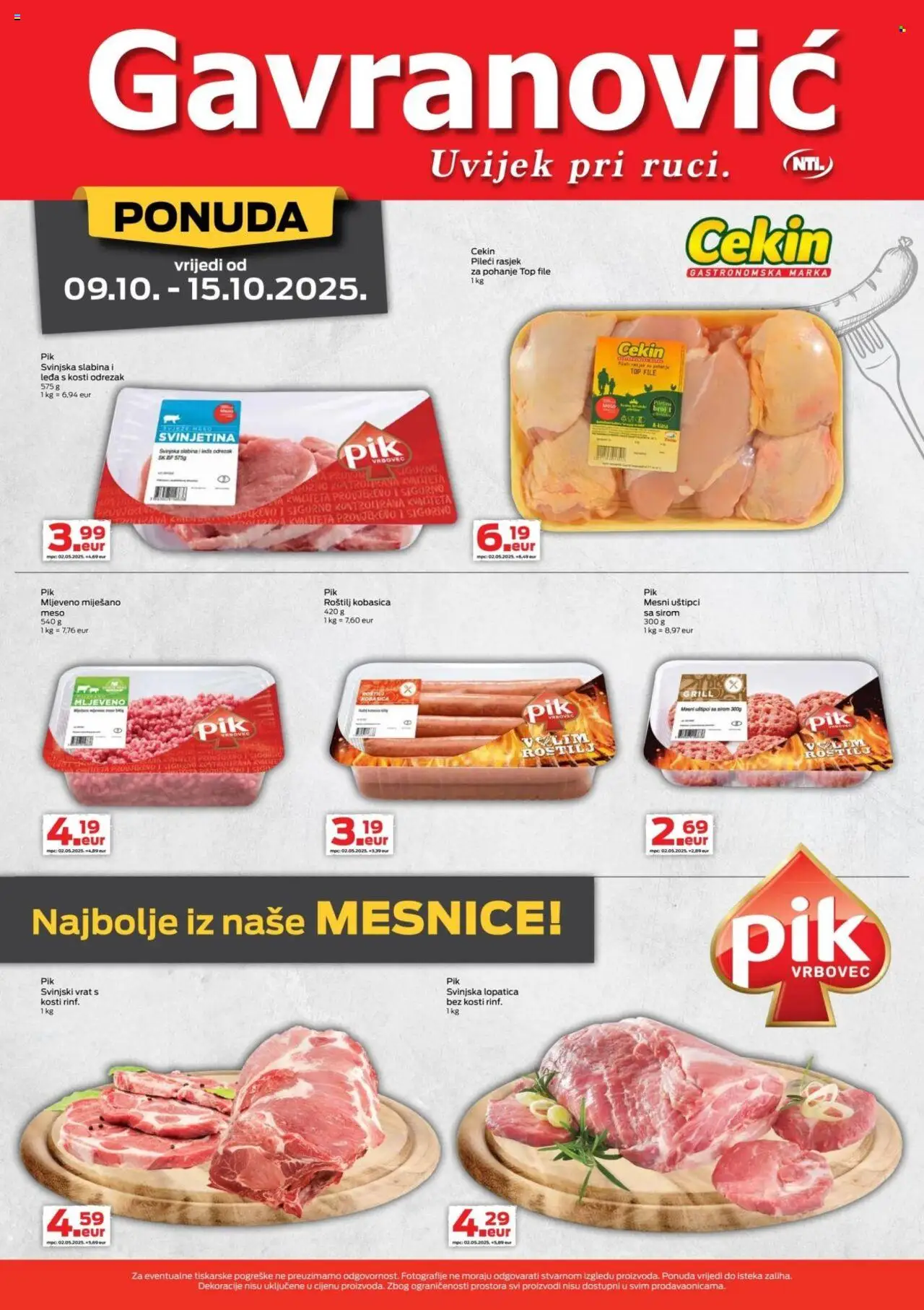 Gavranović katalog | vrijedi od 09.10.2025 | Stranica: 5 | Proizvodi: Roštilj, Svinjska lopatica, Meso, Svinjetina