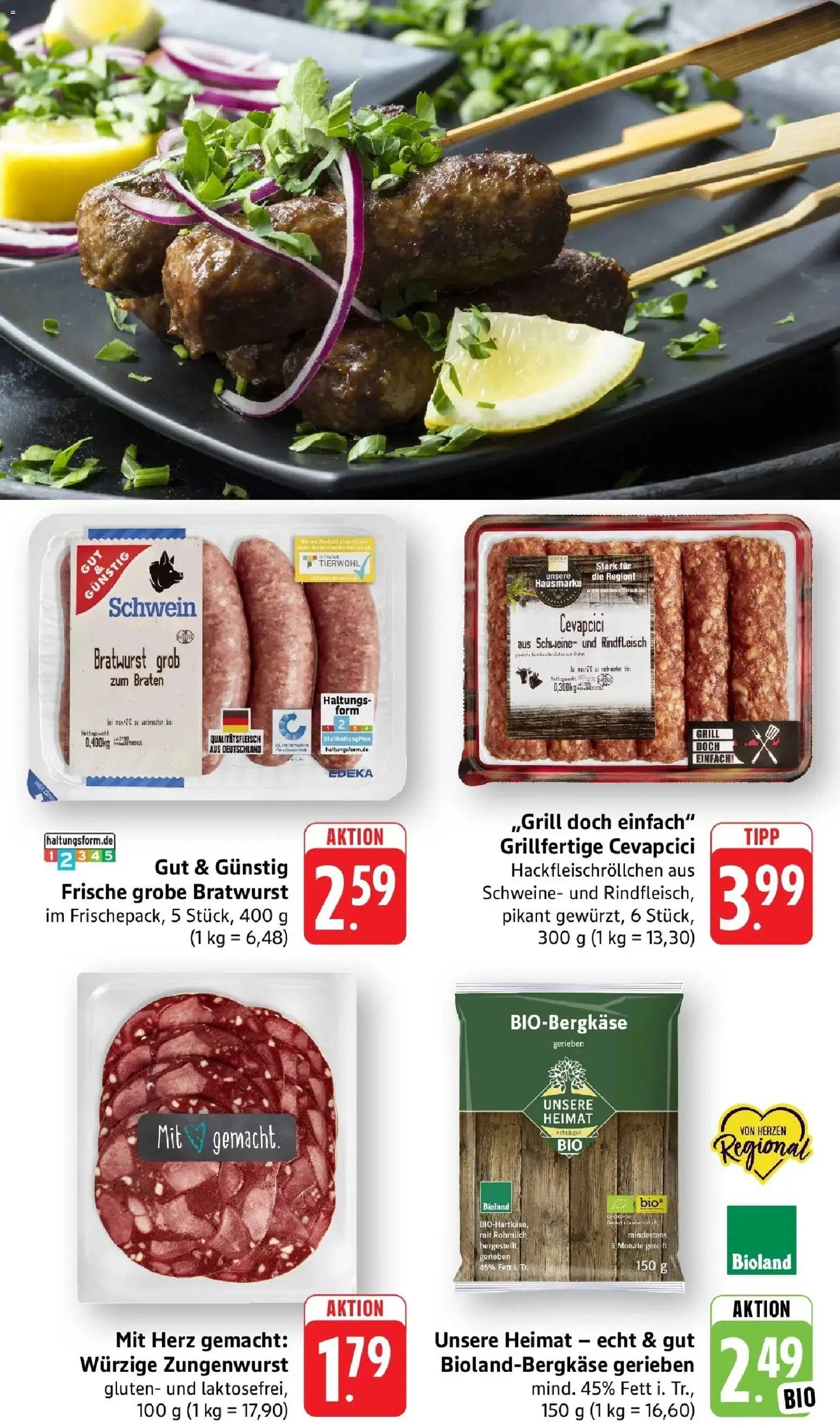 Angebote – gültig ab 20.04.2026 | Seite: 3 | Produkte: Grill, Bratwurst, Cevapcici, Rindfleisch