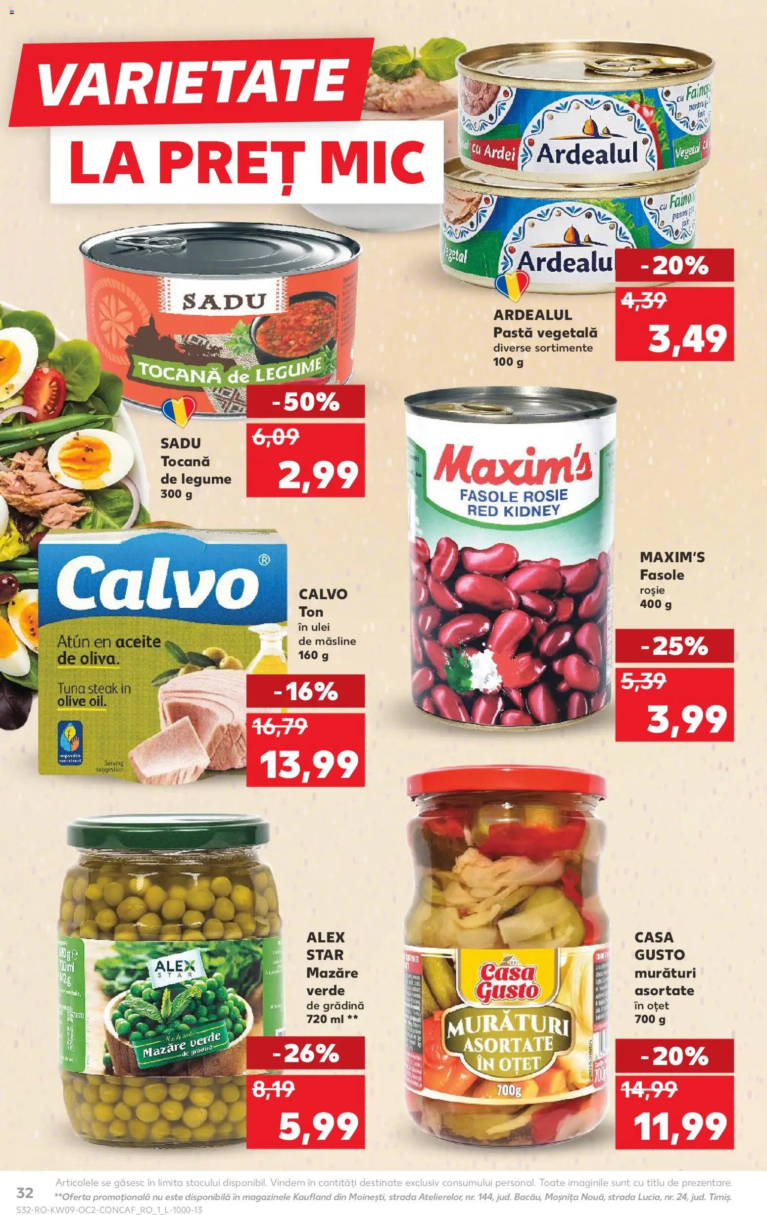 Noul catalog Kaufland – valabil de la 25.02.2026 | Pagină: 32 | Produse: Măsline, Ulei, Oțet, Legume