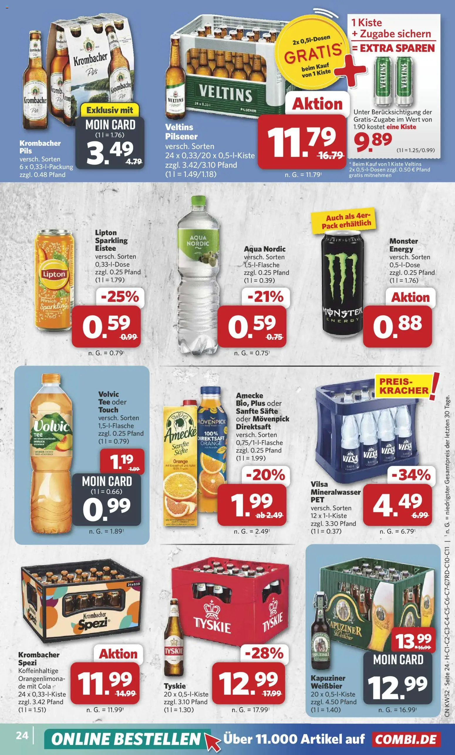 Combi Prospekt 	 – gültig ab 22.12.2025 | Seite: 24 | Produkte: Weißbier, Äpfel, Mineralwasser, Pfirsich