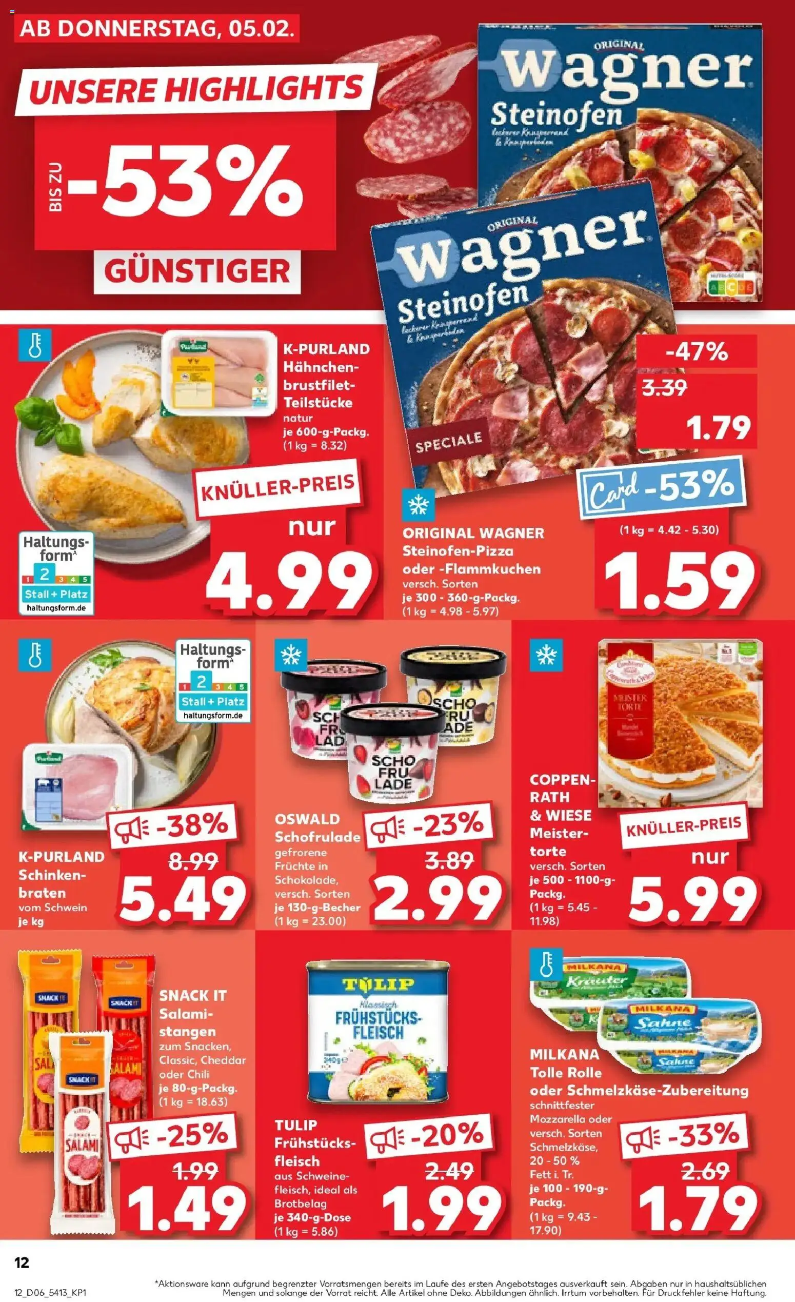 Kaufland prospekt Kamen	 – gültig ab 09.02.2026 | Seite: 12 | Produkte: Mozzarella, Chili, Schinken, Pizza