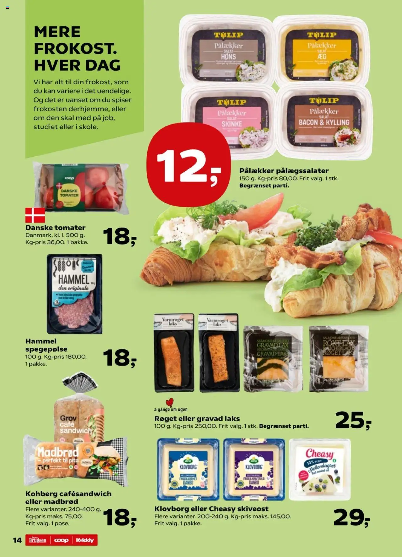 Kvickly tilbudsavis – gyldig fra 26.09.2025 | Side: 14 | Produkter: Tomater, Salat, Spegepølse, Skiveost