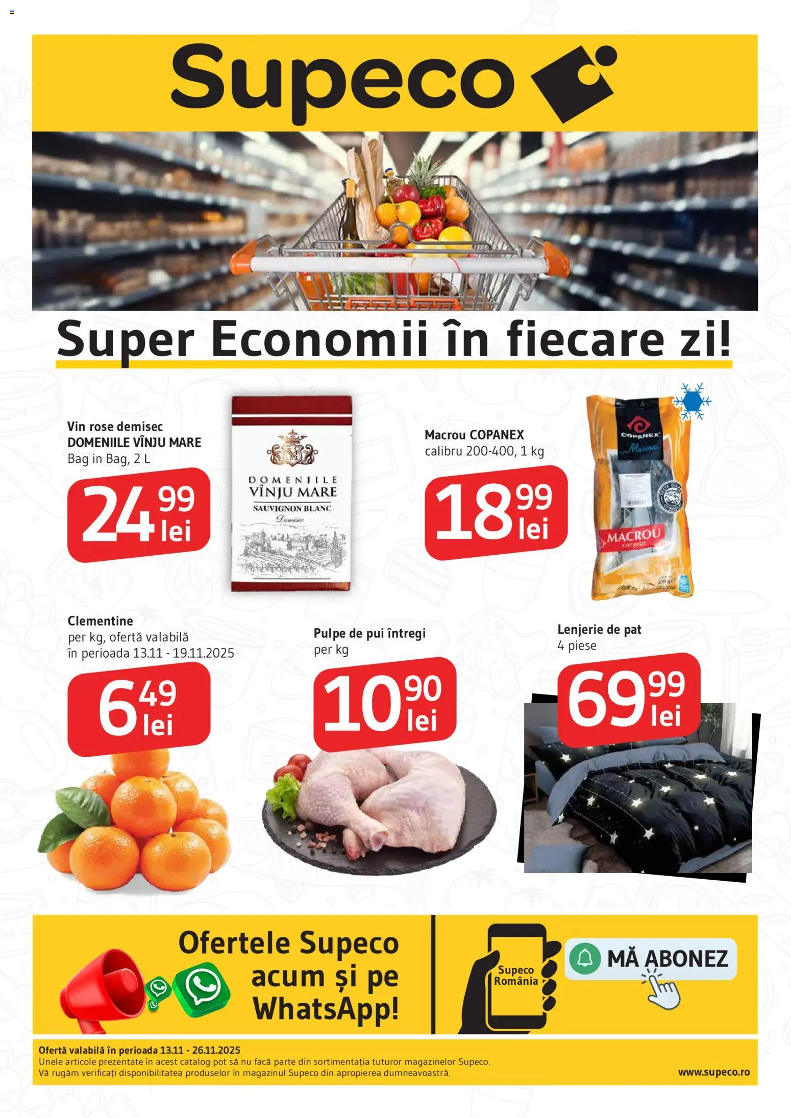Noul catalog Supeco – valabil de la 13.11.2025 | Pagină: 1 | Produse: Pat, Lenjerie de pat, Hacıyatmaz Kedi Oyuncağı, Vin