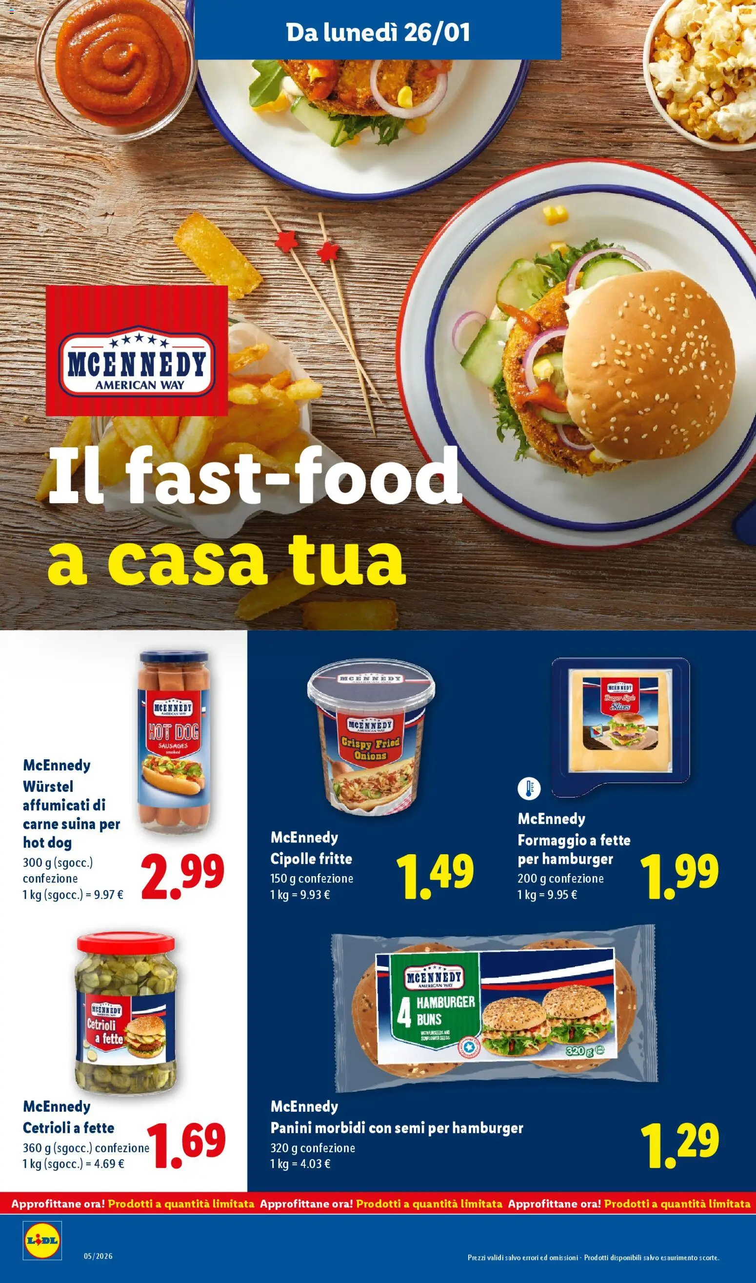 Volantino Lidl del 26.01.2026 | Pagina: 20 | Prodotti: Cetrioli, Cipolle, Wurstel, Hamburger