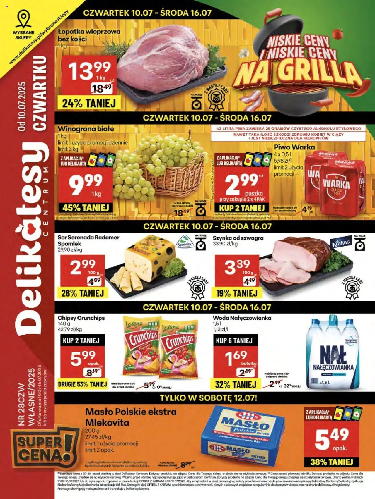 Delikatesy Centrum Gazetka - Sklepy Własne od 10.07.2025 | Strona: 1 | Produkty: Delikatesy, Łopatka wieprzowa, Ser, Woda