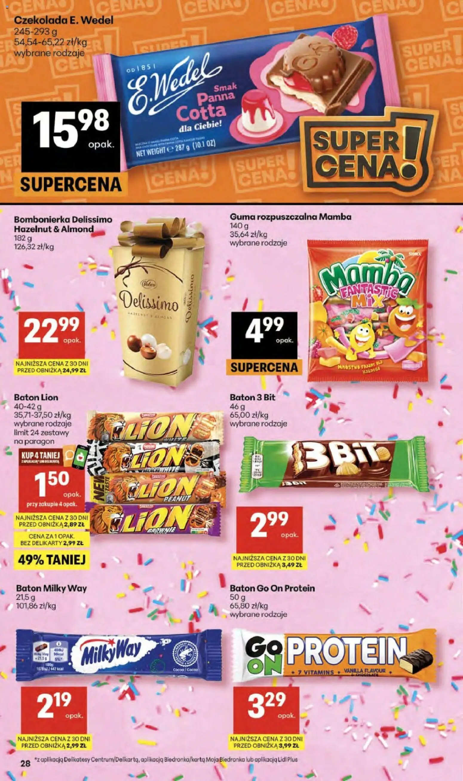 Delikatesy Centrum gazetka od 09.04.2026 | Strona: 28 | Produkty: Bombonierka, Delikatesy, Baton, Czekolada