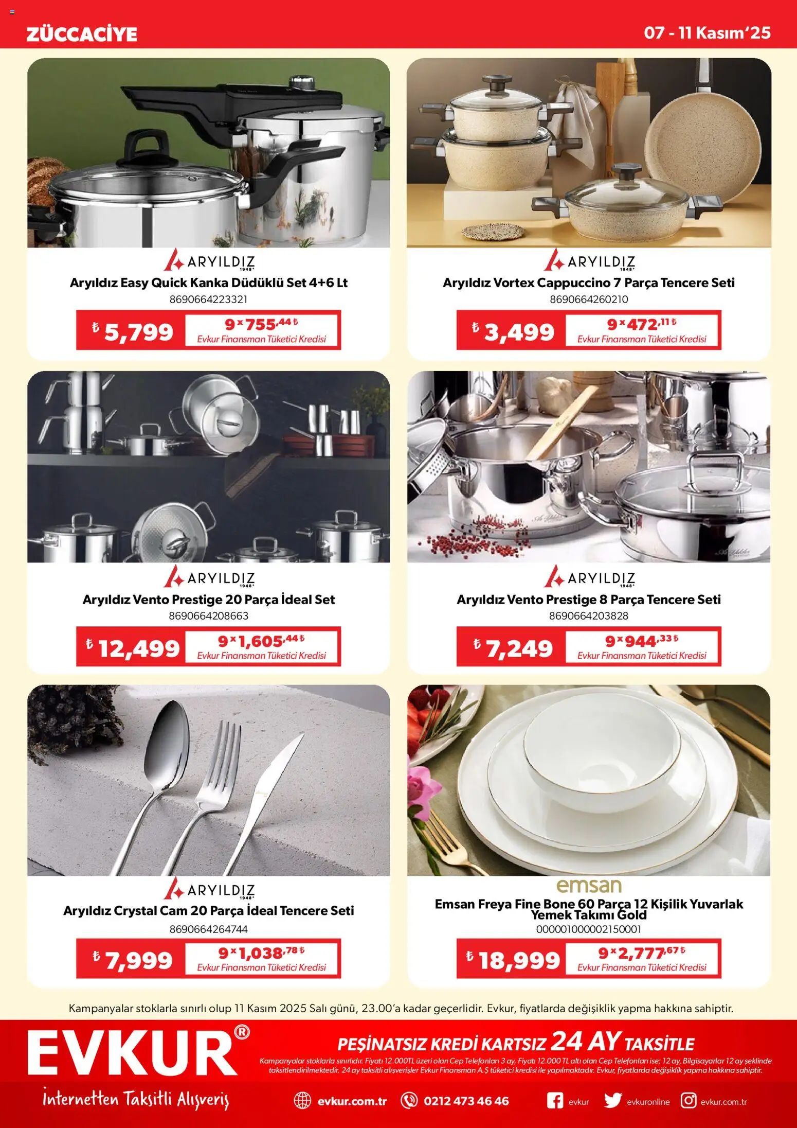 Evkur Black Friday - 07.11.2025 tarihinden itibaren geçerlidir | Sayfa: 8 | Ürünler: Tencere seti, Yemek takımı