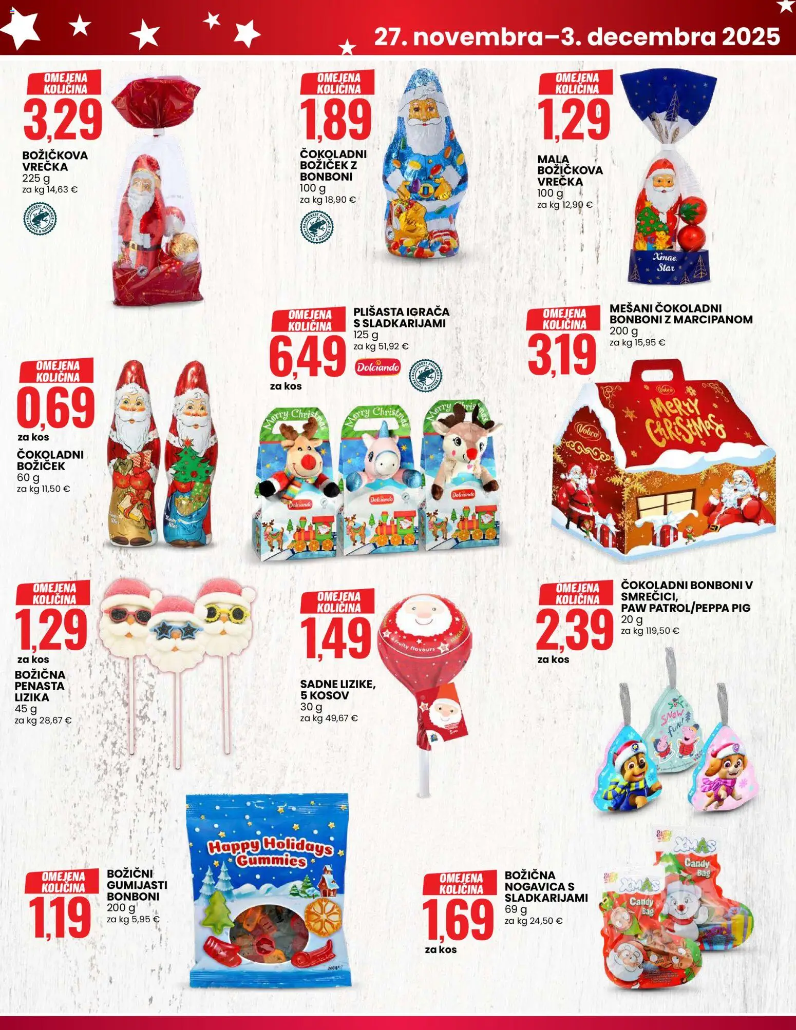 Novi Eurospin katalog ponudbe – veljaven od 27.11.2025 | Stran: 4 | Izdelki: Bonboni, Kos