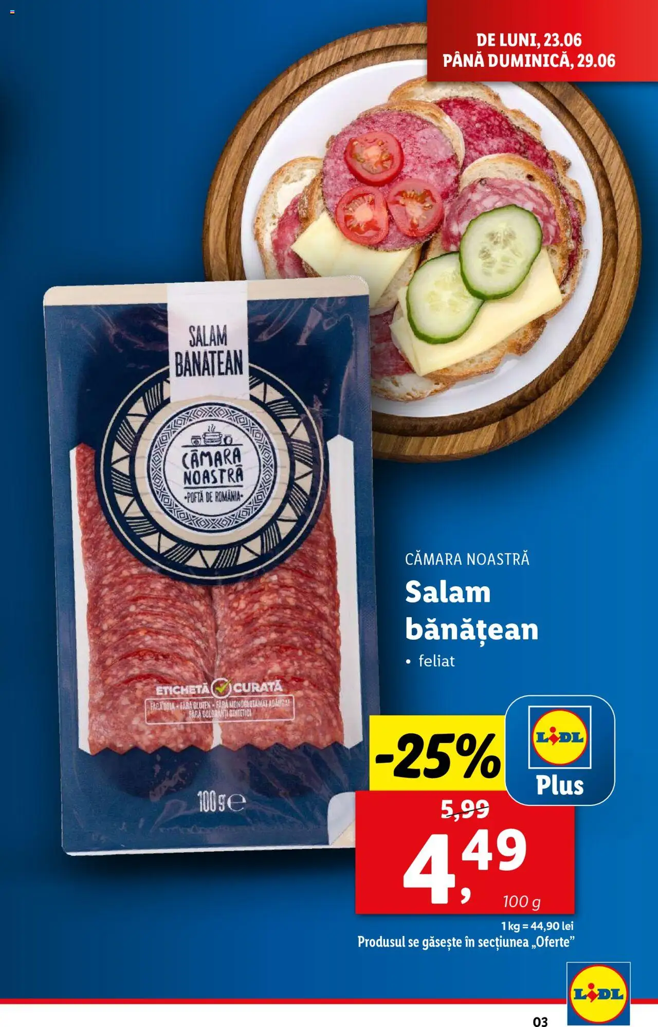 Catalog Lidl – valabil de la 23.06.2025 | Pagină: 3 | Produse: Salam
