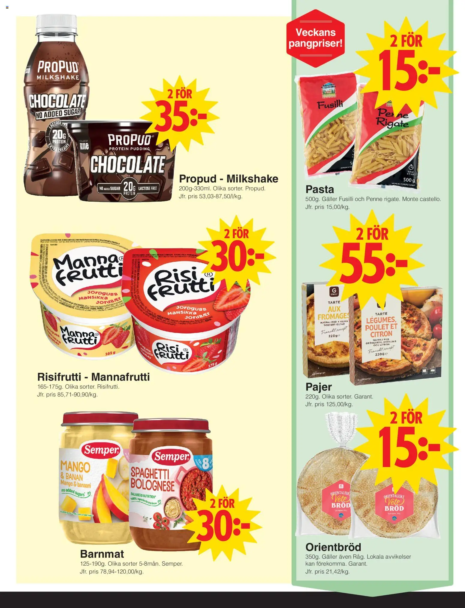 Matöppet reklamblad aktuell från 09.03.2026 | Sida: 2 | Produkter: Barnmat, Bröd, Spaghetti, Pasta