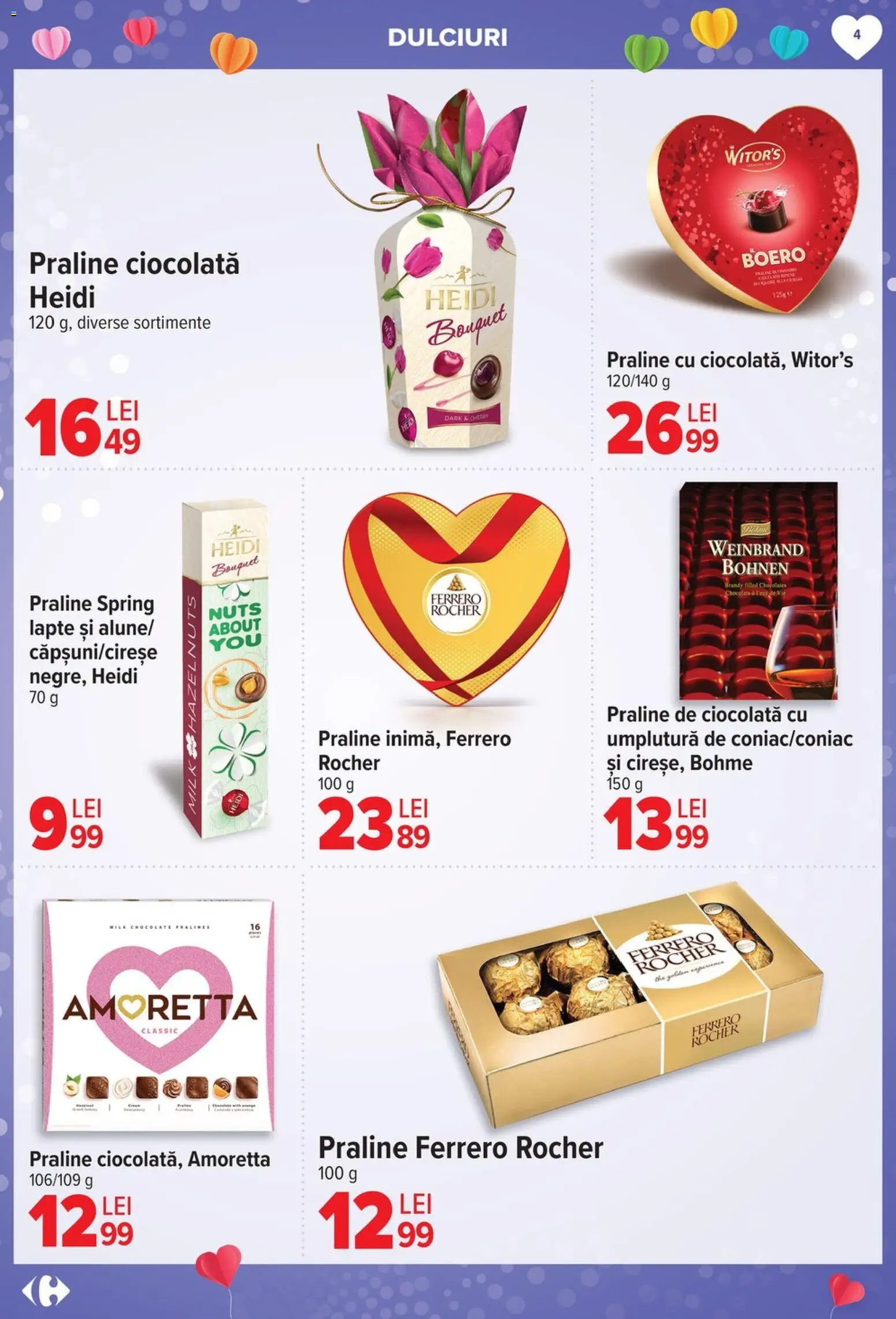Noul catalog Carrefour – valabil de la 04.02.2026 | Pagină: 4 | Produse: Ödül oyuncağı, Praline, Ciocolată, Fructe