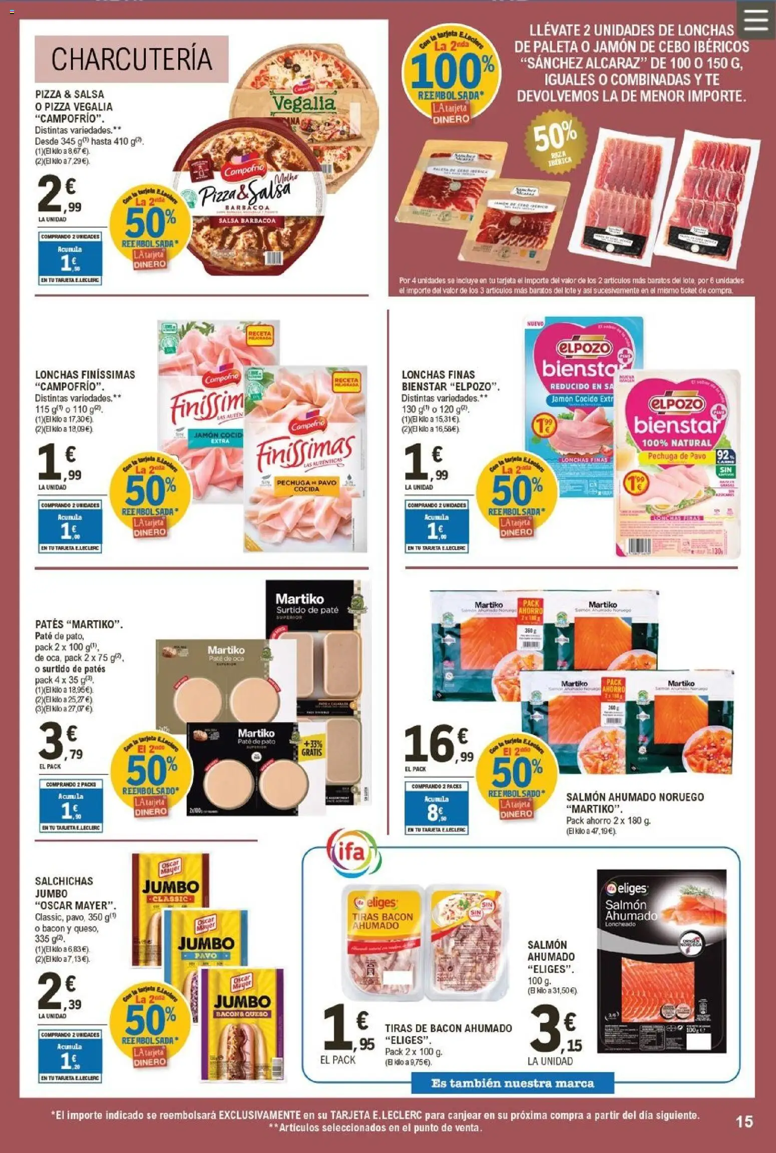 E.Leclerc folleto │ válido desde el 05.11.2025 | Página: 15 | Productos: Lima, Jamón cocido, Pizza, Loncheado