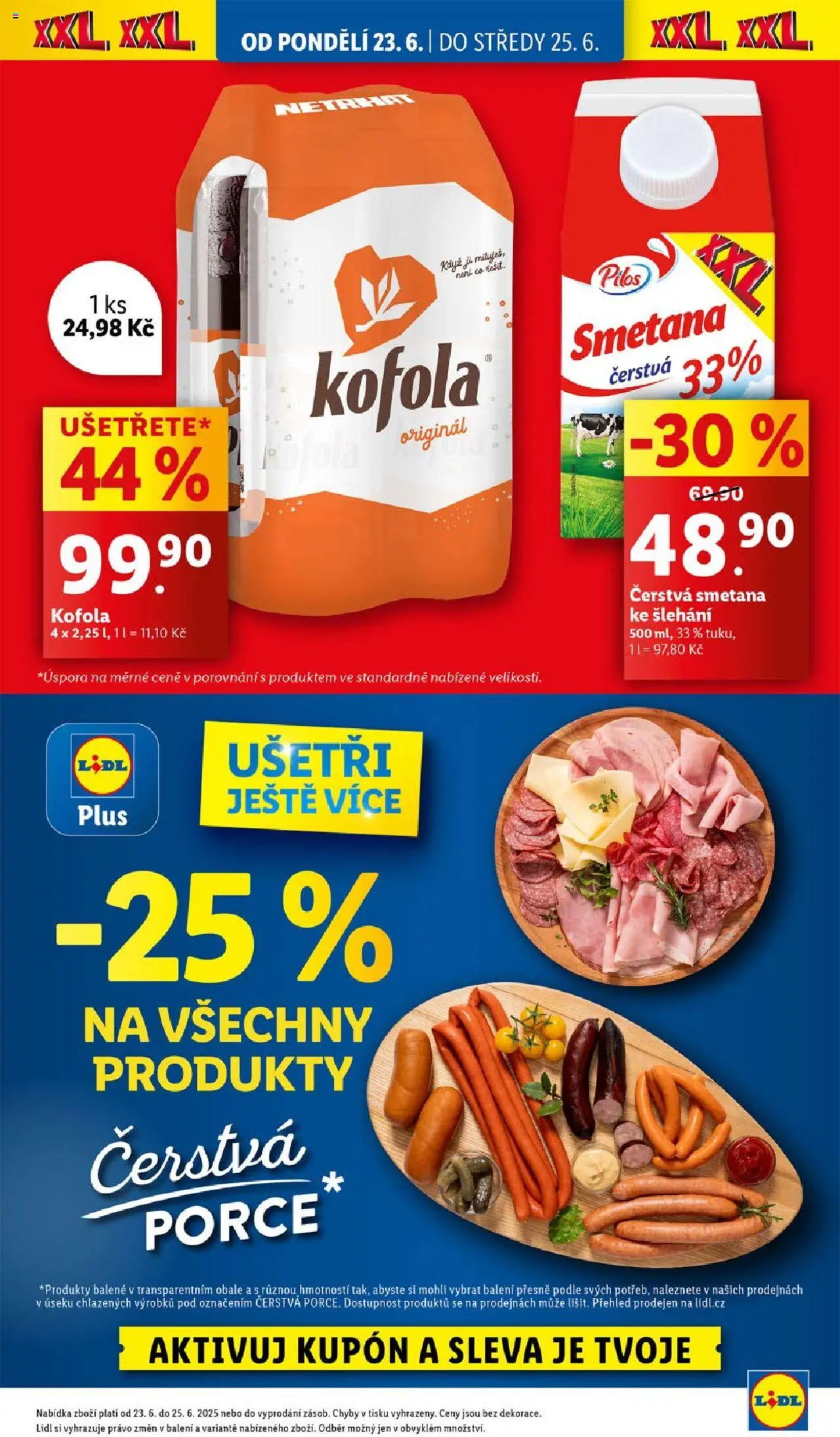 Lidl leták od 23.06.2025 | Strana: 3 | Produkty: Smetana, Smetana ke šlehání, Kofola