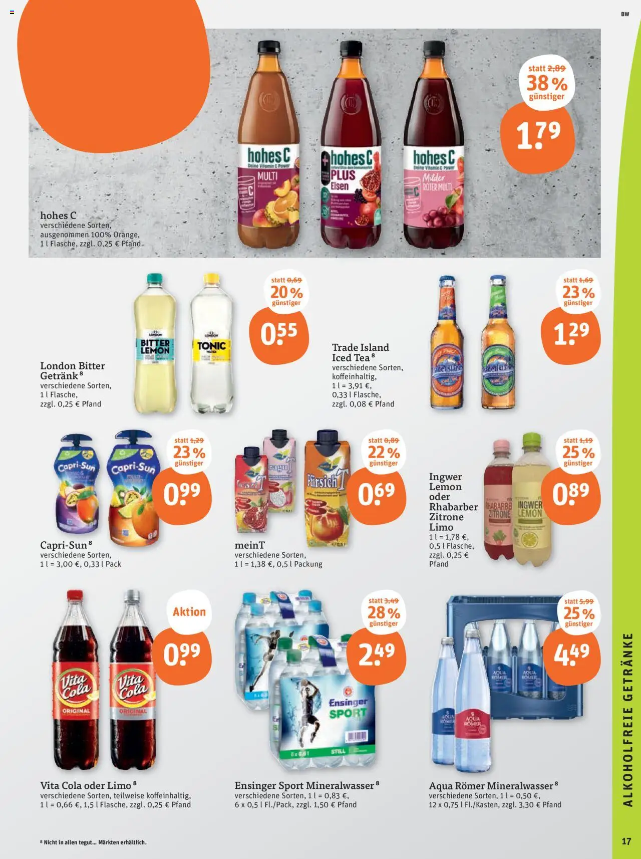 Tegut Prospekt - gültig ab dem 28.07.2025 | Seite: 19 | Produkte: Cola, Zitrone, Hohes c, Rhabarber