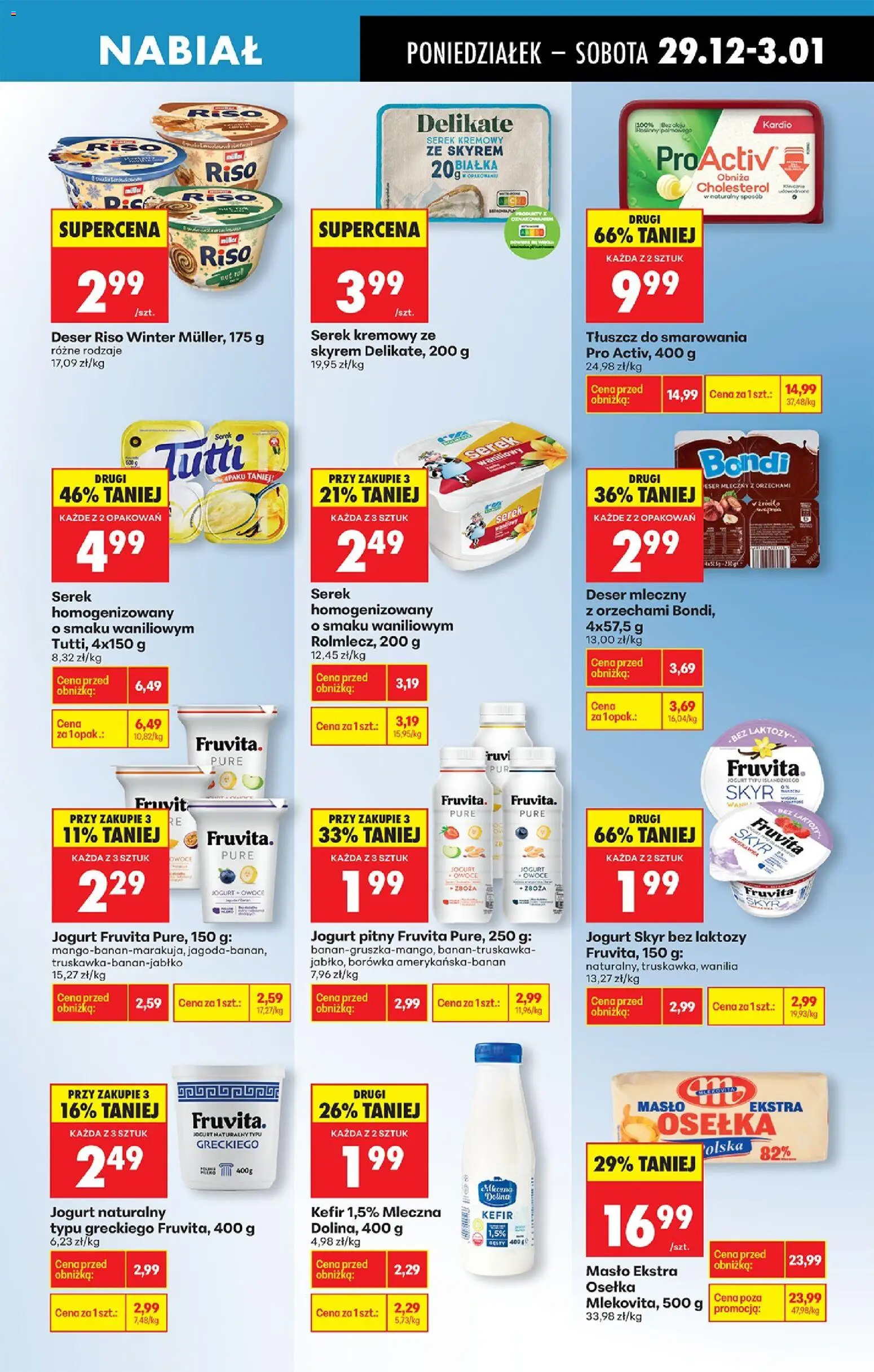 Biedronka gazetka od 29.12.2025 | Strona: 47 | Produkty: Masło ekstra osełka, Serek homogenizowany, Jogurt pitny, Jogurt