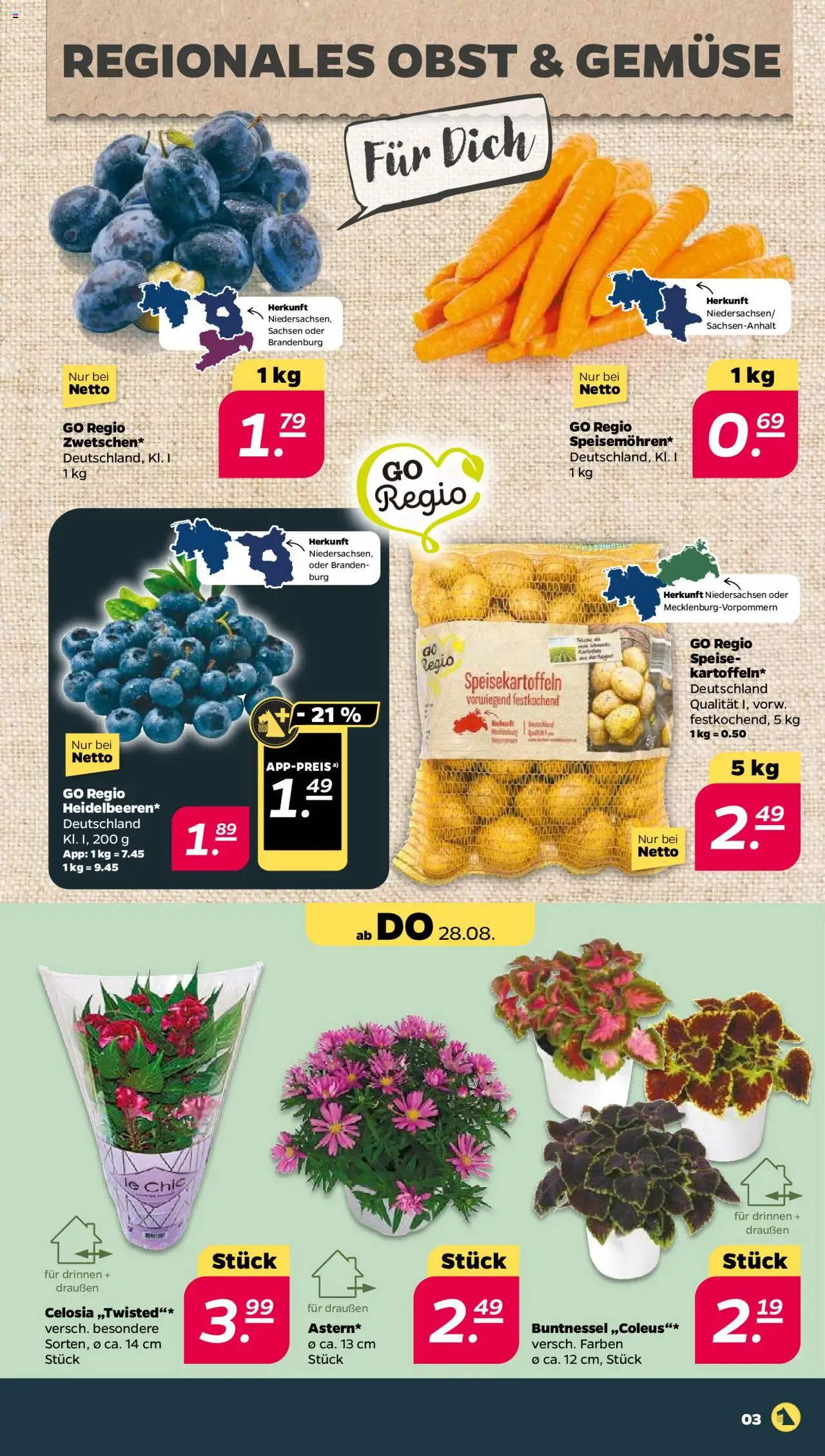 Netto Prospekt 	 - gültig ab dem 25.08.2025 | Seite: 3 | Produkte: Gemüse, Obst