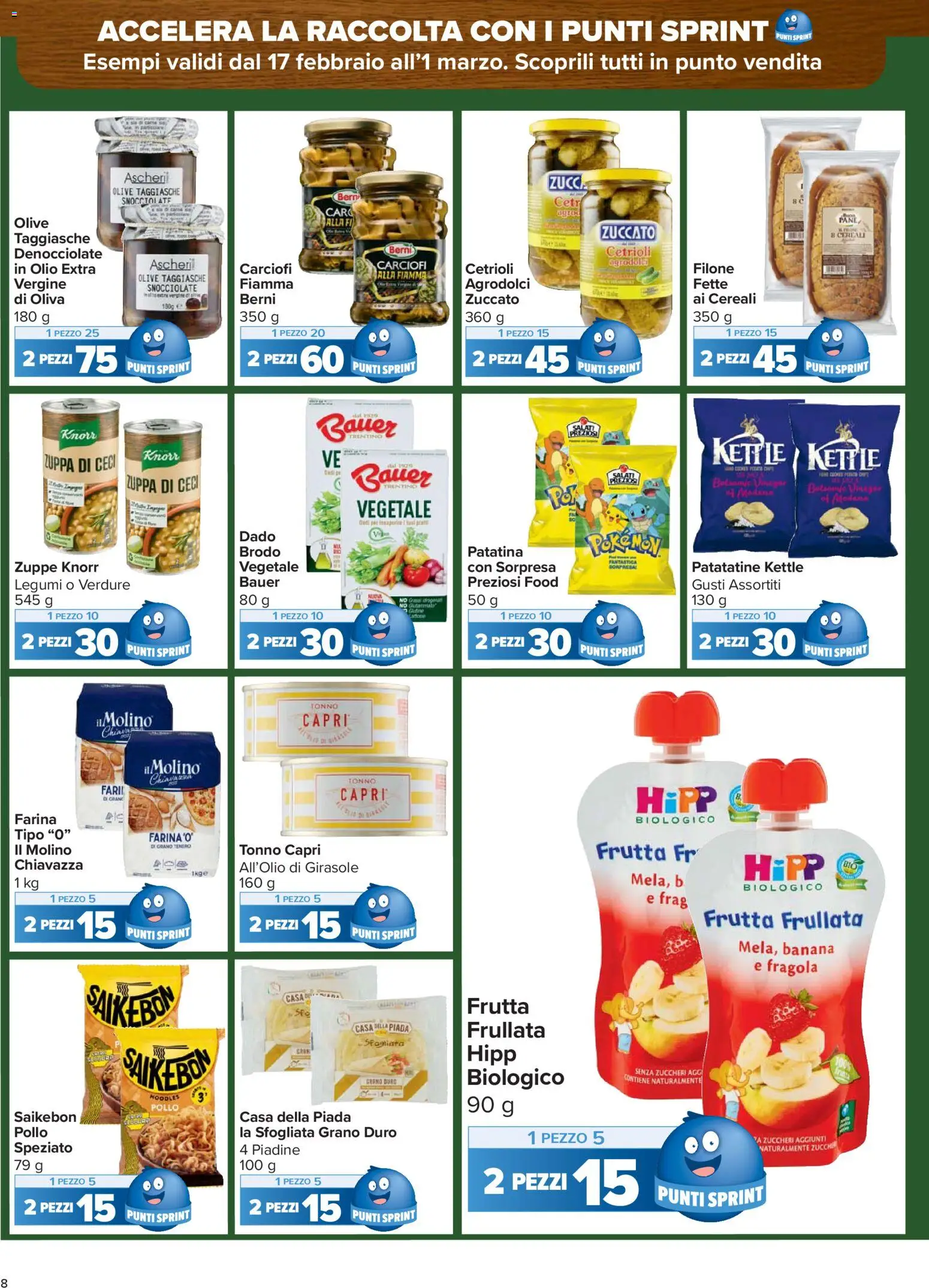 Volantino Carrefour del 17.02.2026 | Pagina: 8 | Prodotti: Pollo, Ceci, Olio, Olive