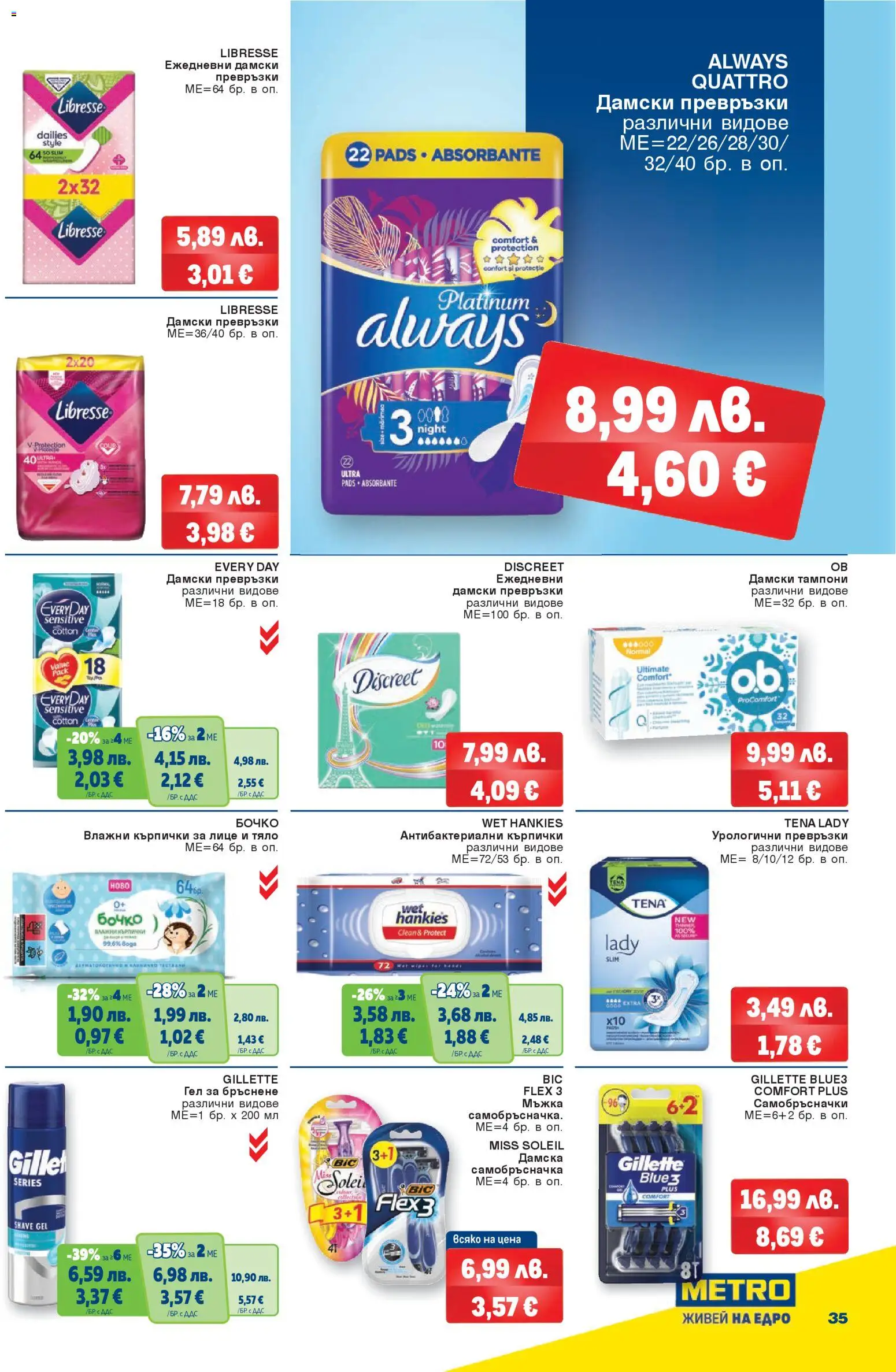 {H1} | Страница: 35 | Продукти: Влажни кърпички, Гел за бръснене, Кърпички, Превръзки