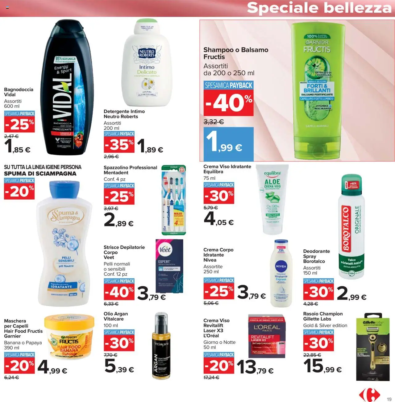 Volantino Carrefour del 15.09.2025 | Pagina: 19 | Prodotti: Balsamo, Rasoio, Intimo, Talco