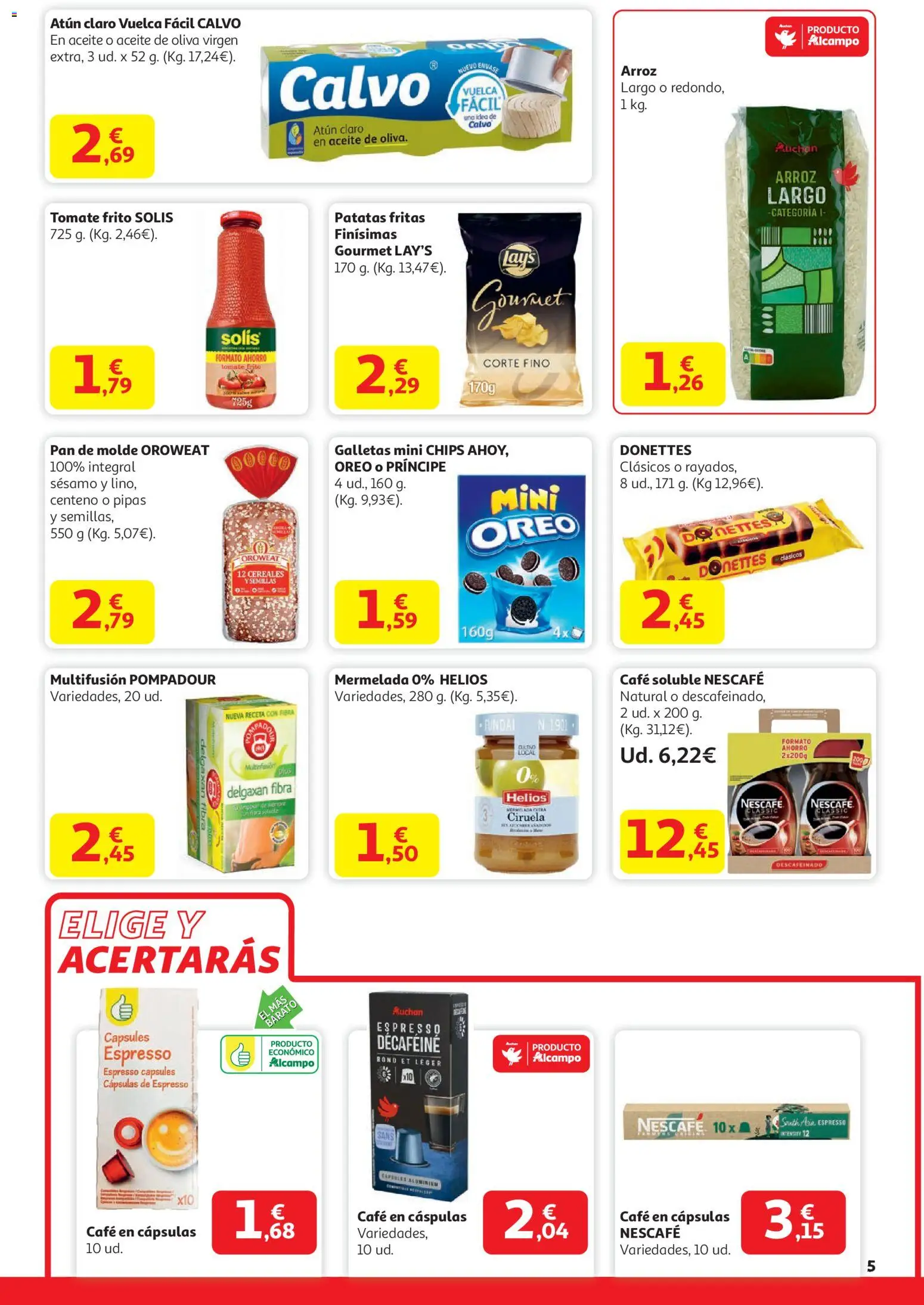 Alcampo - Supermercado Madrid │ válido desde el 29.12.2025 | Página: 5 | Productos: Aceite, Café, Cereales, Μηχανή καφέ