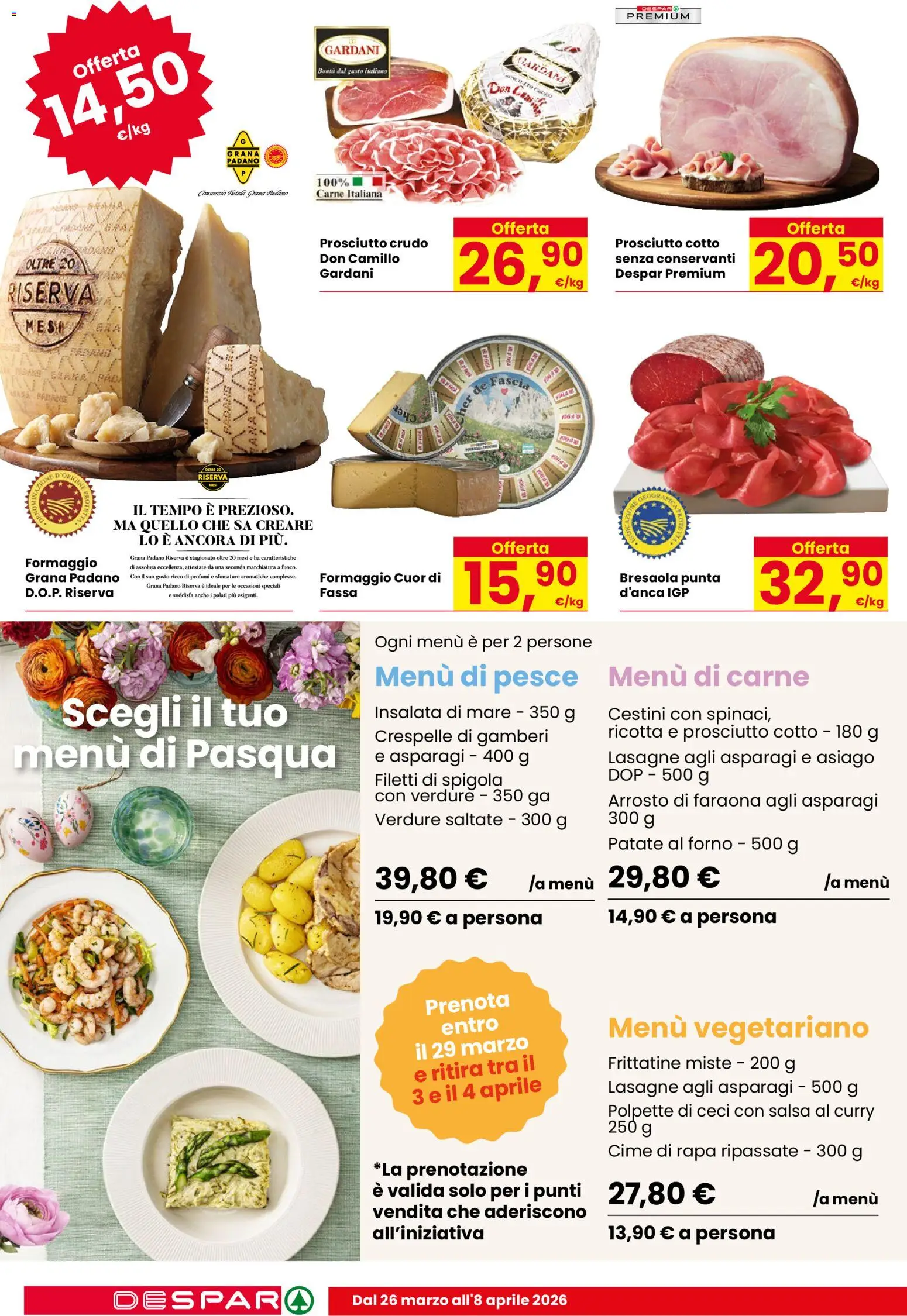 Volantino Despar del 26.03.2026 | Pagina: 6 | Prodotti: Bresaola, Gamberi, Patate, Prosciutto
