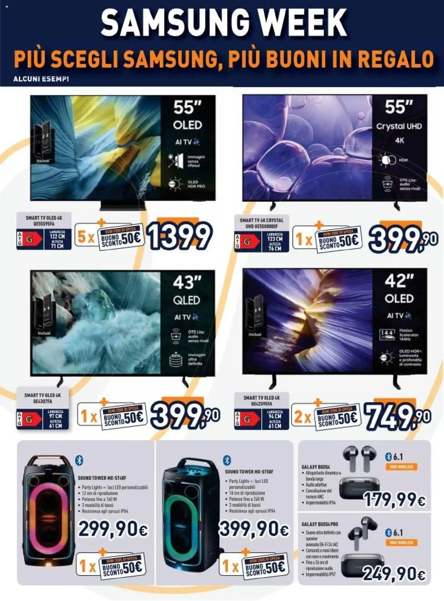 Volantino Unieuro del 20.04.2026 | Pagina: 6 | Prodotti: smart TV, TV, Audio, Samsung