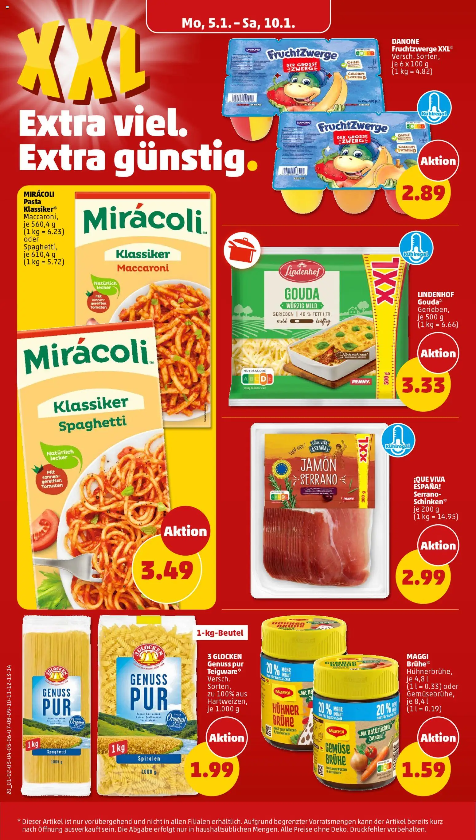 Penny Prospekt 	 – gültig ab 05.01.2026 | Seite: 20 | Produkte: Fruchtzwerge, Gouda, Tomaten, Pasta