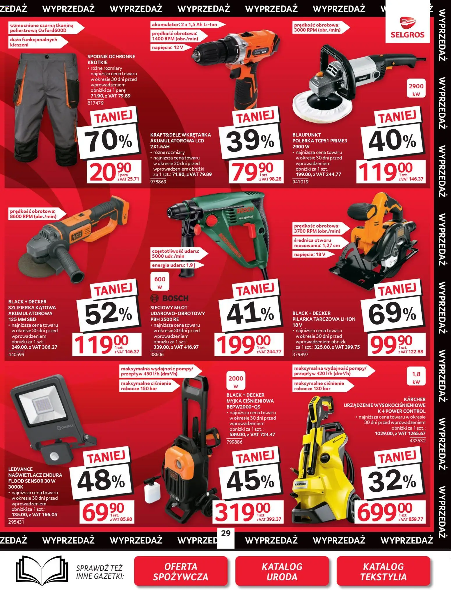 Selgros cash&carry gazetka - Oferta przemysłowa od 23.04.2026 | Strona: 31 | Produkty: Spodnie, Szlifierka, Tekstylia