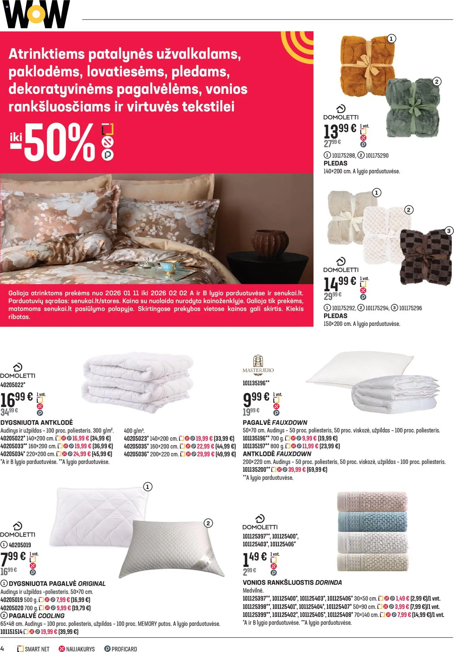 Senukai akcijos nuo 07.01.2026 | Puslapis: 4 | Prekių: Rankšluostis, Pagalvė, Antklodė, Pledas