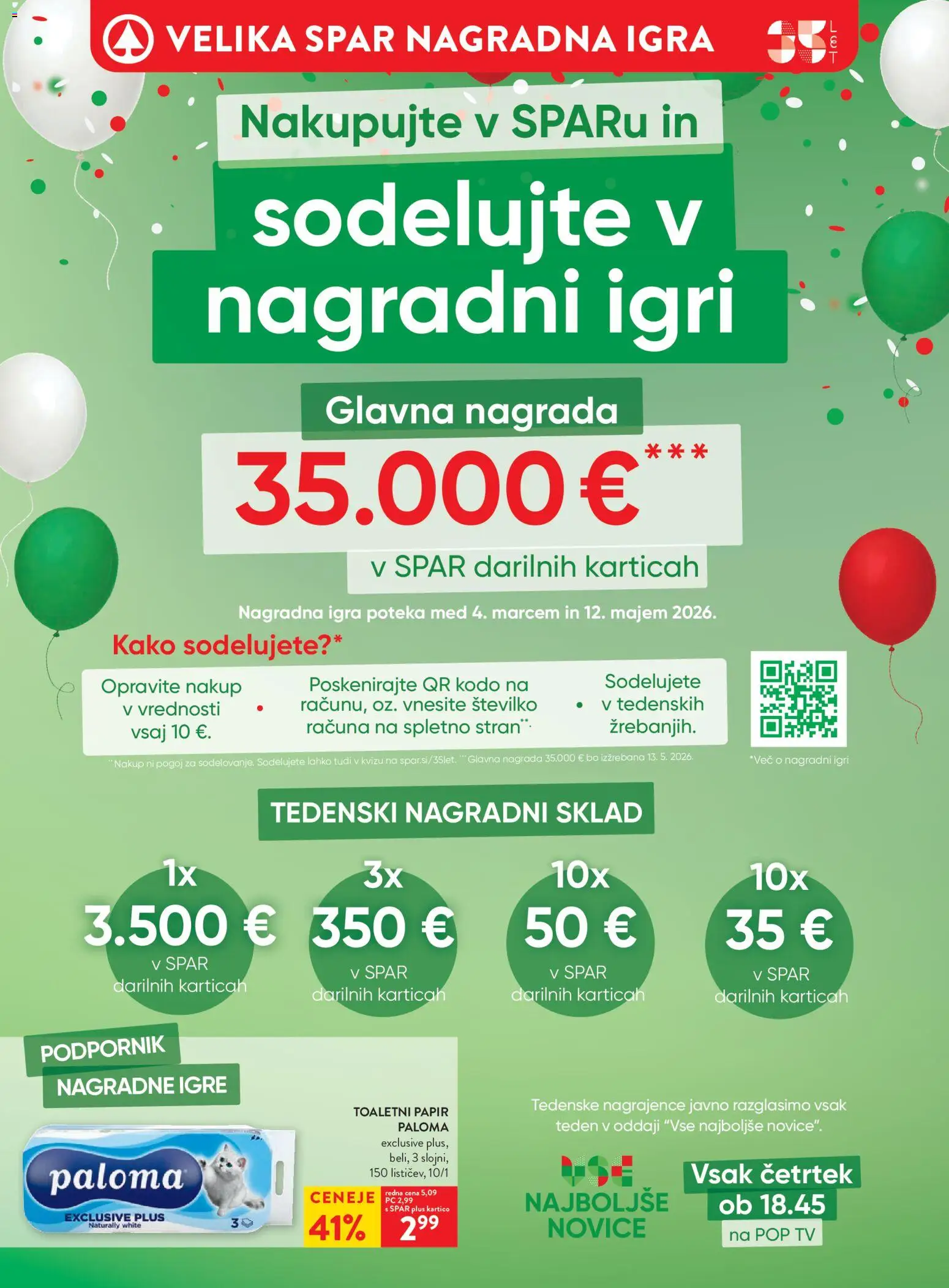 Novi Spar katalog ponudbe – veljaven od 11.03.2026 | Stran: 4 | Izdelki: Tv, Igra, Toaletni papir