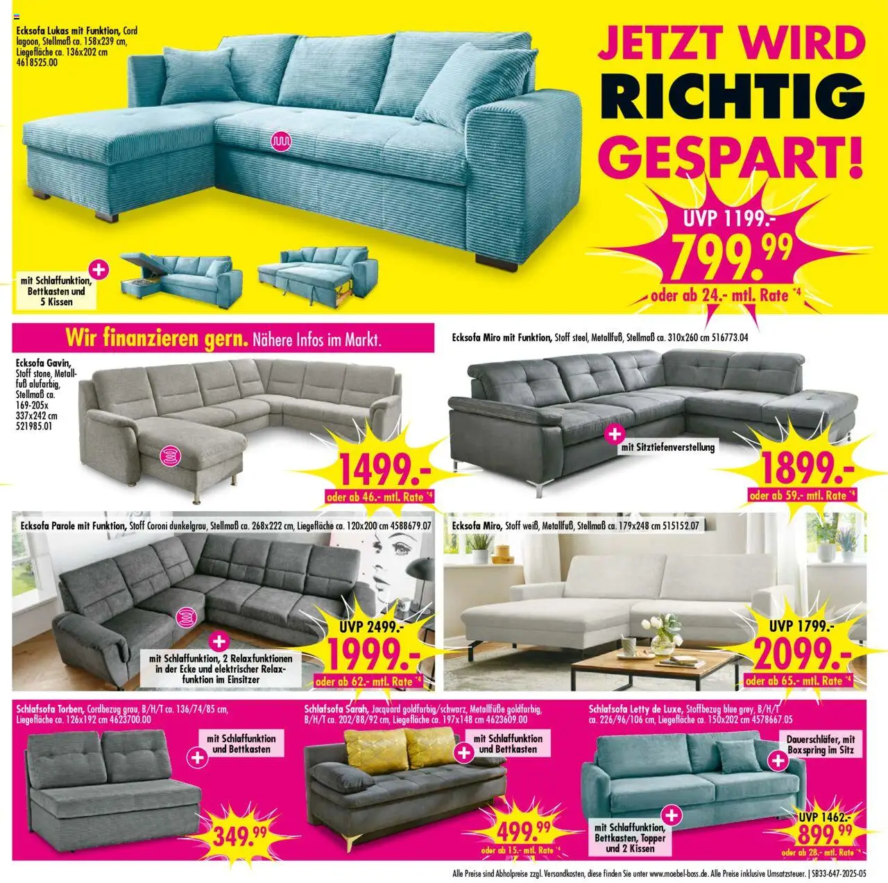 SB Möbel Boss Prospekt Neubrandenburg - gültig ab dem 09.08.2025 | Seite: 5 | Produkte: Ecksofa, Kissen, Liege, Topper