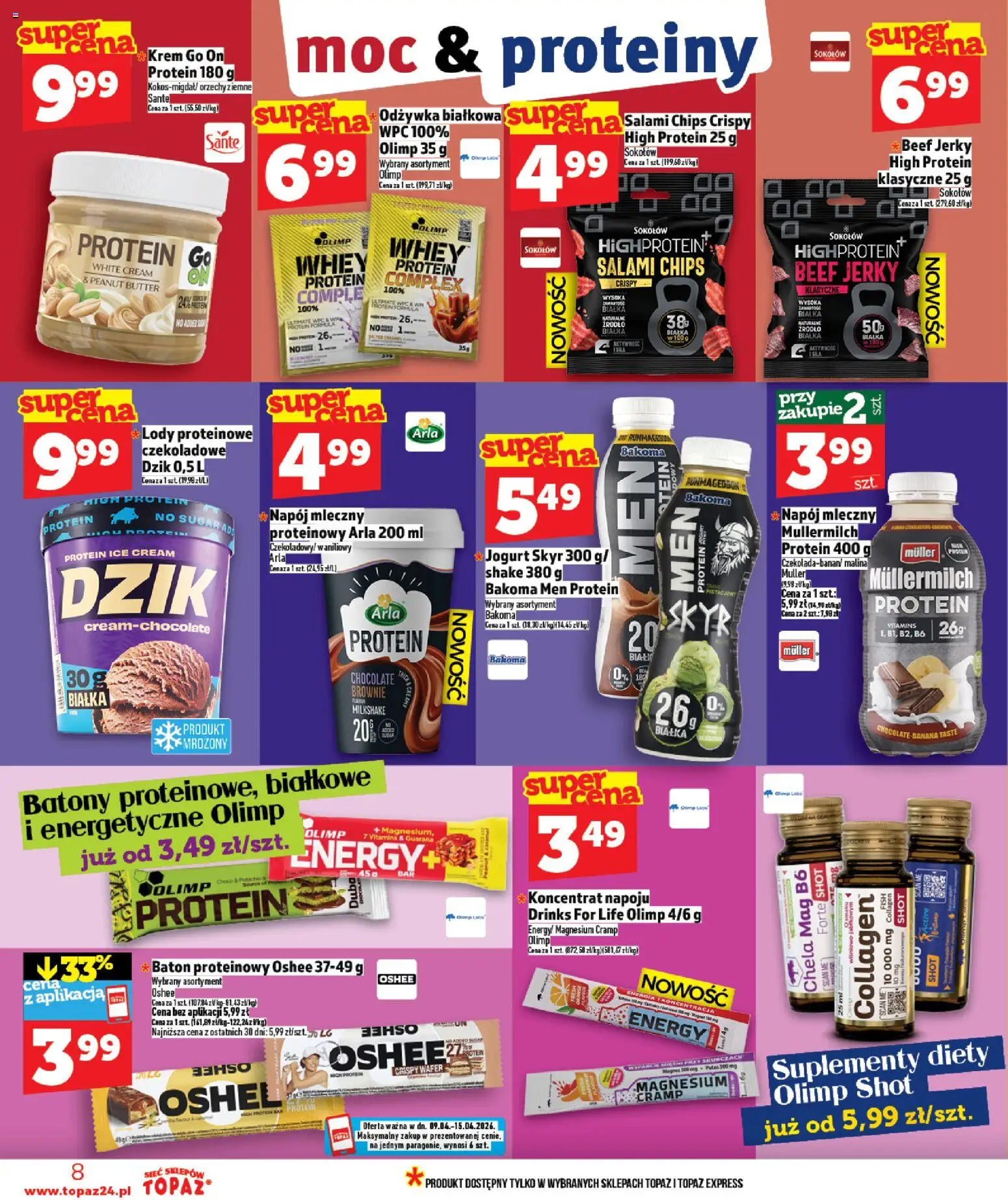 Topaz gazetka - Ceny małe na stałe od 09.04.2026 | Strona: 8 | Produkty: Tiramisu, Jogurt, Odżywka, Orzechy