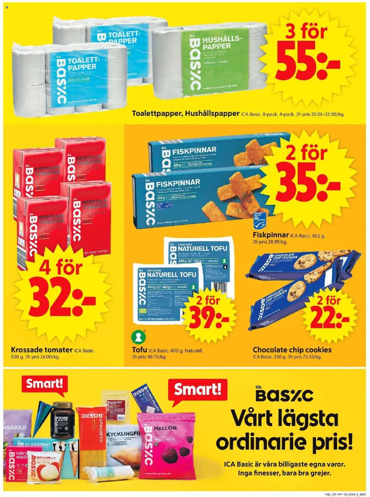 ICA Supermarket reklamblad aktuell från 13.10.2025 | Sida: 10 | Produkter: Hushållspapper, Kaffe, Spaghetti, Hallon
