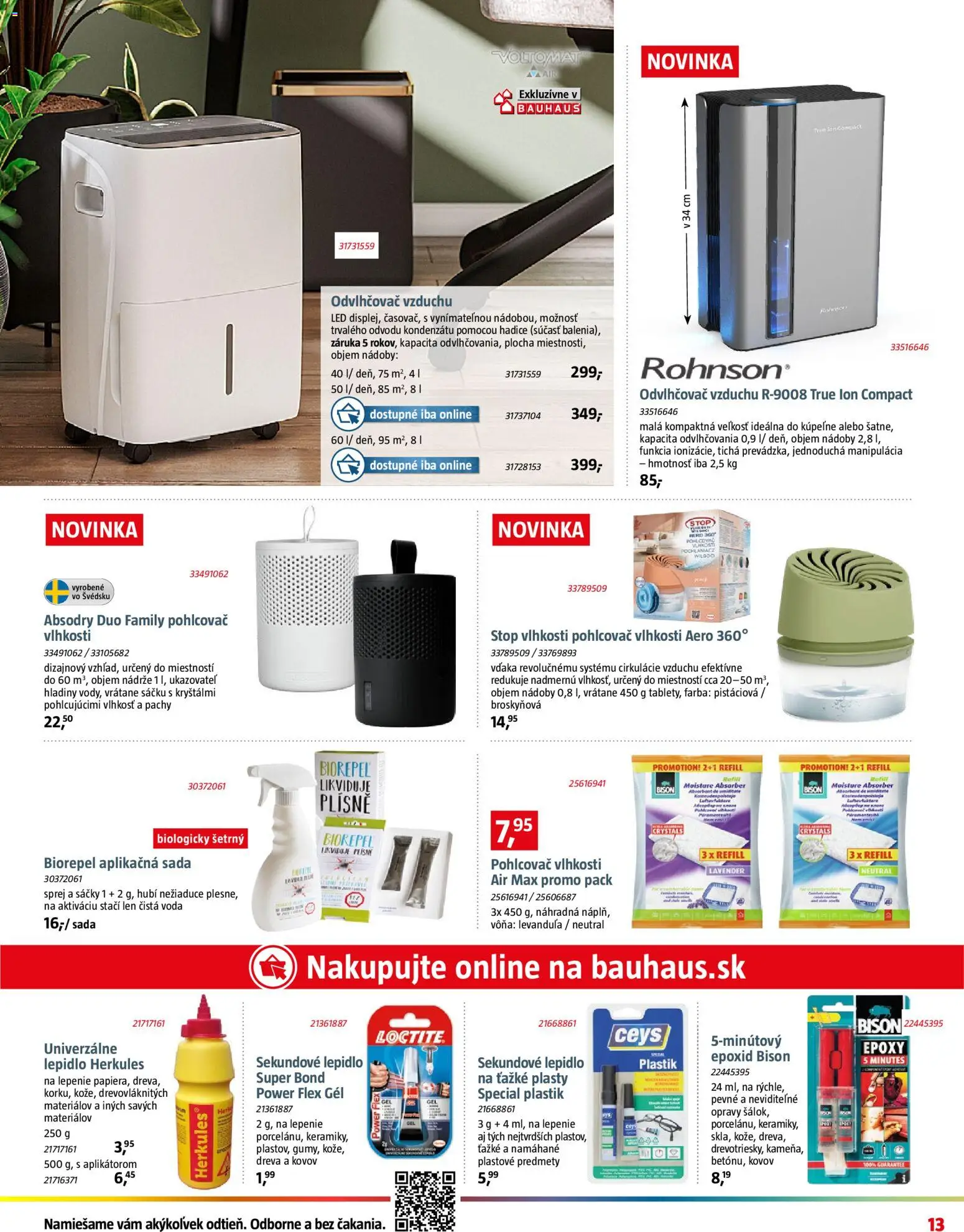 Nové Bauhaus akcie – leták je platný od 09.02.2026 | Strana: 13 | Produkty: Odvlhčovač vzduchu, Odvlhčovač, Pohlcovač vlhkosti