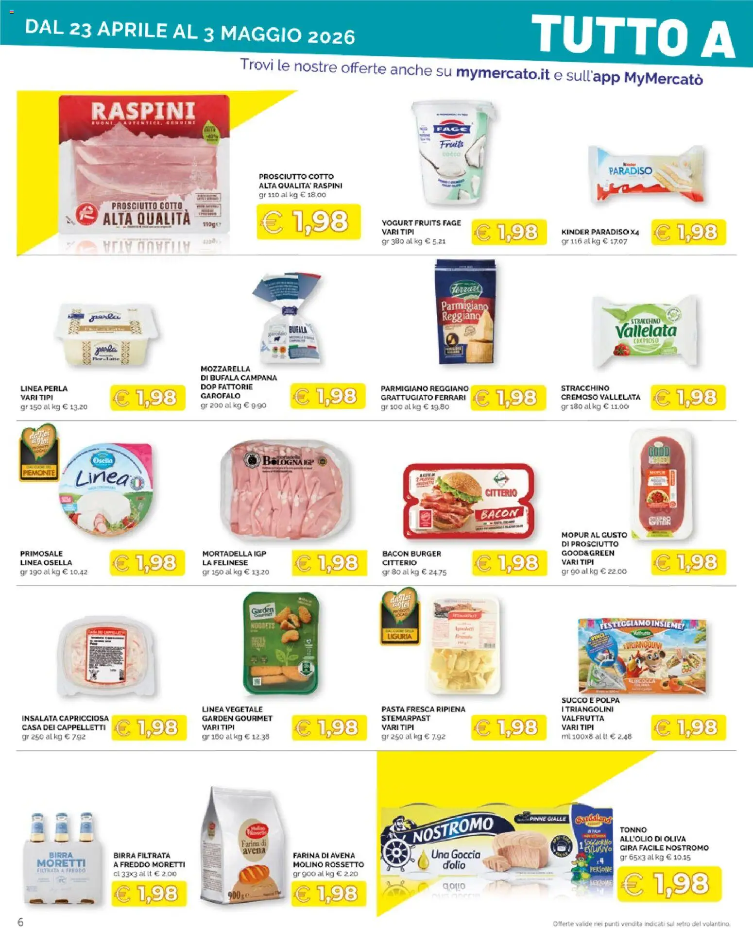 Volantino Mercatò del 23.04.2026 | Pagina: 6 | Prodotti: Birra, Farina, Parmigiano reggiano, Parmigiano